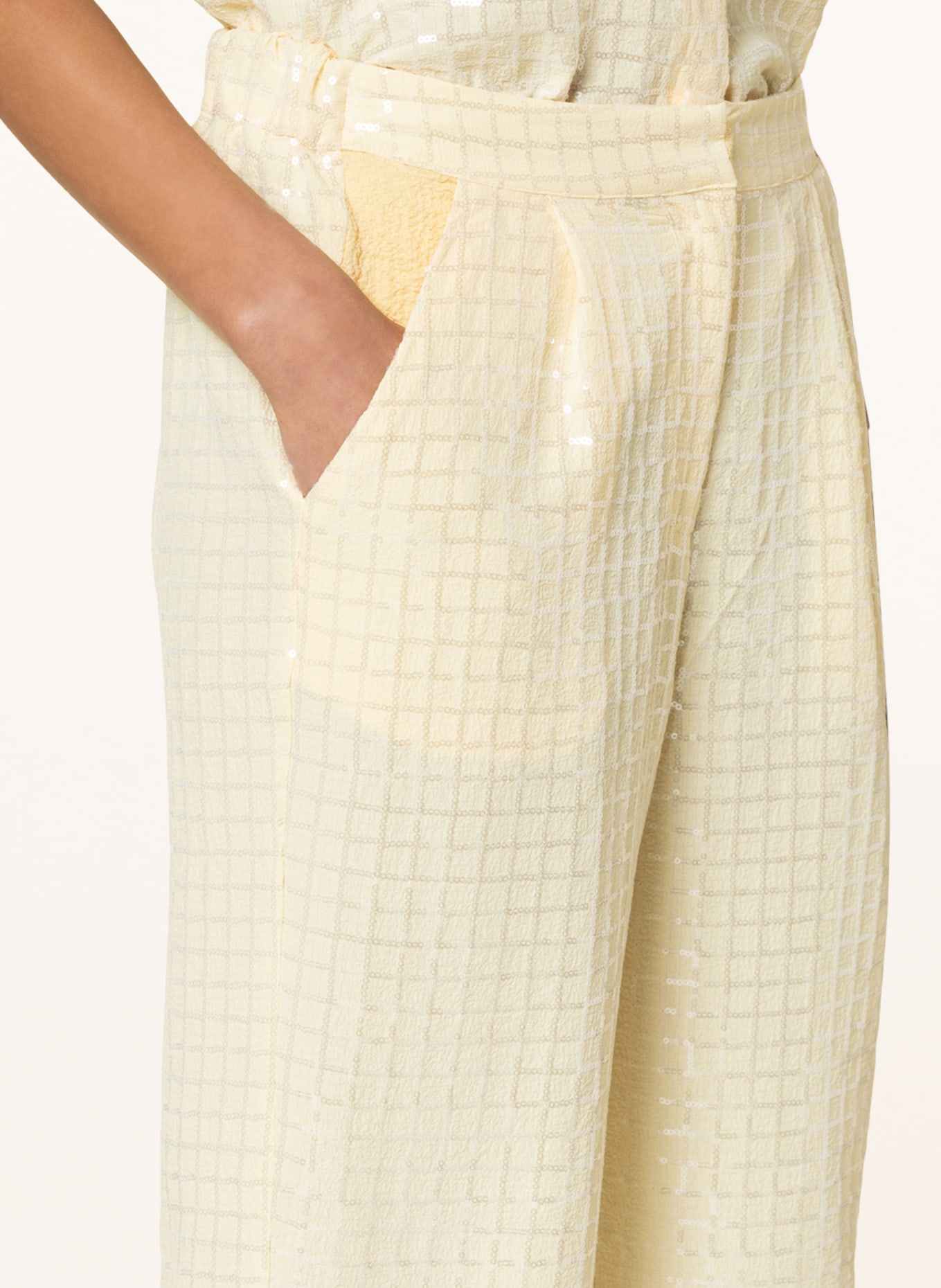 lollys laundry 7/8 trousers MAISIE with sequins, Color: LIGHT YELLOW (Image 5)