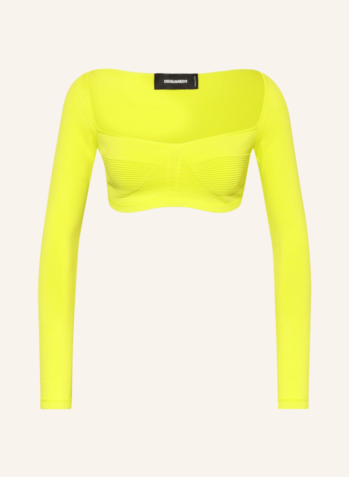 DSQUARED2 Cropped long sleeve shirt, Color: NEON GREEN (Image 1)