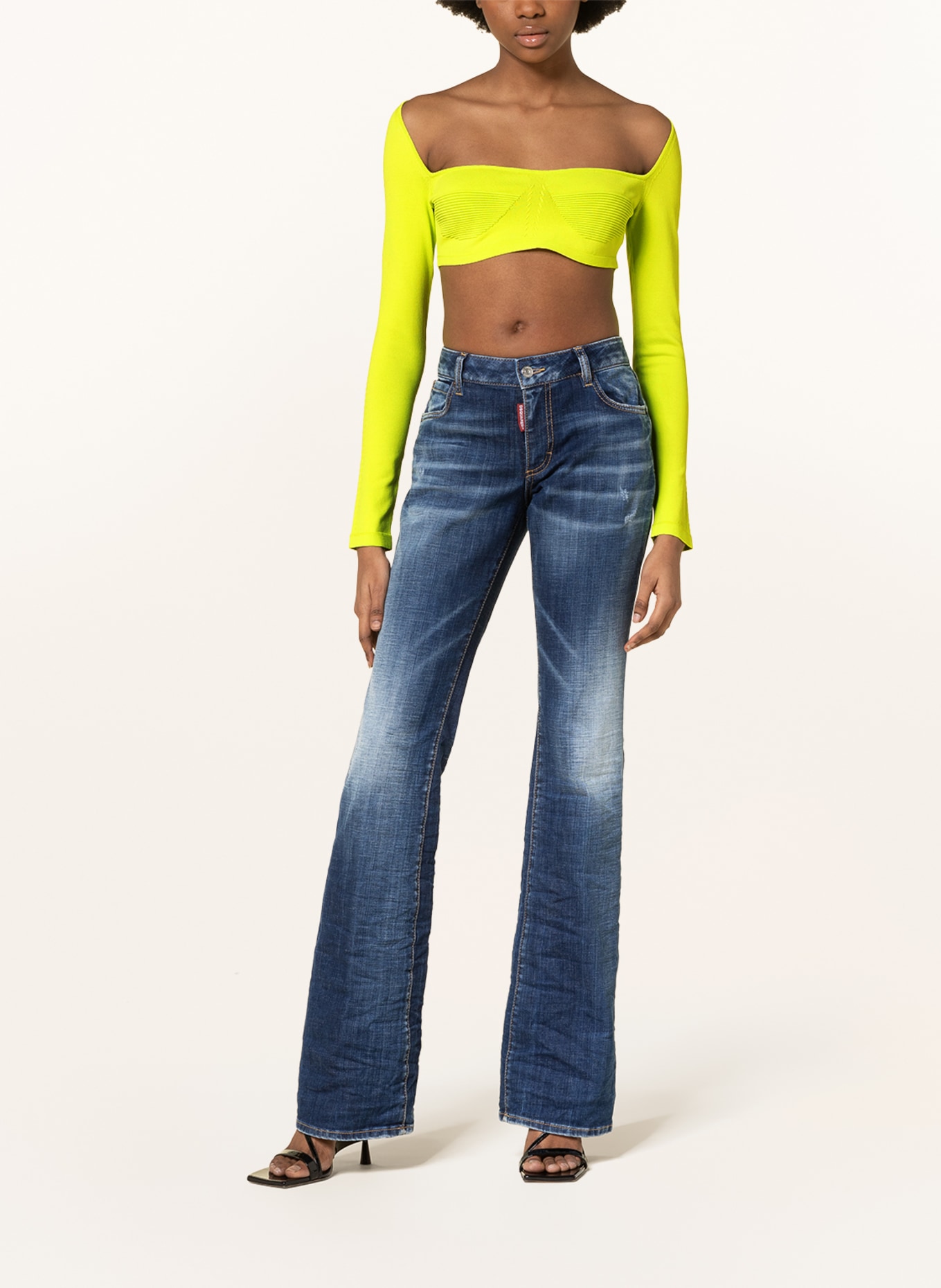 DSQUARED2 Cropped long sleeve shirt, Color: NEON GREEN (Image 2)