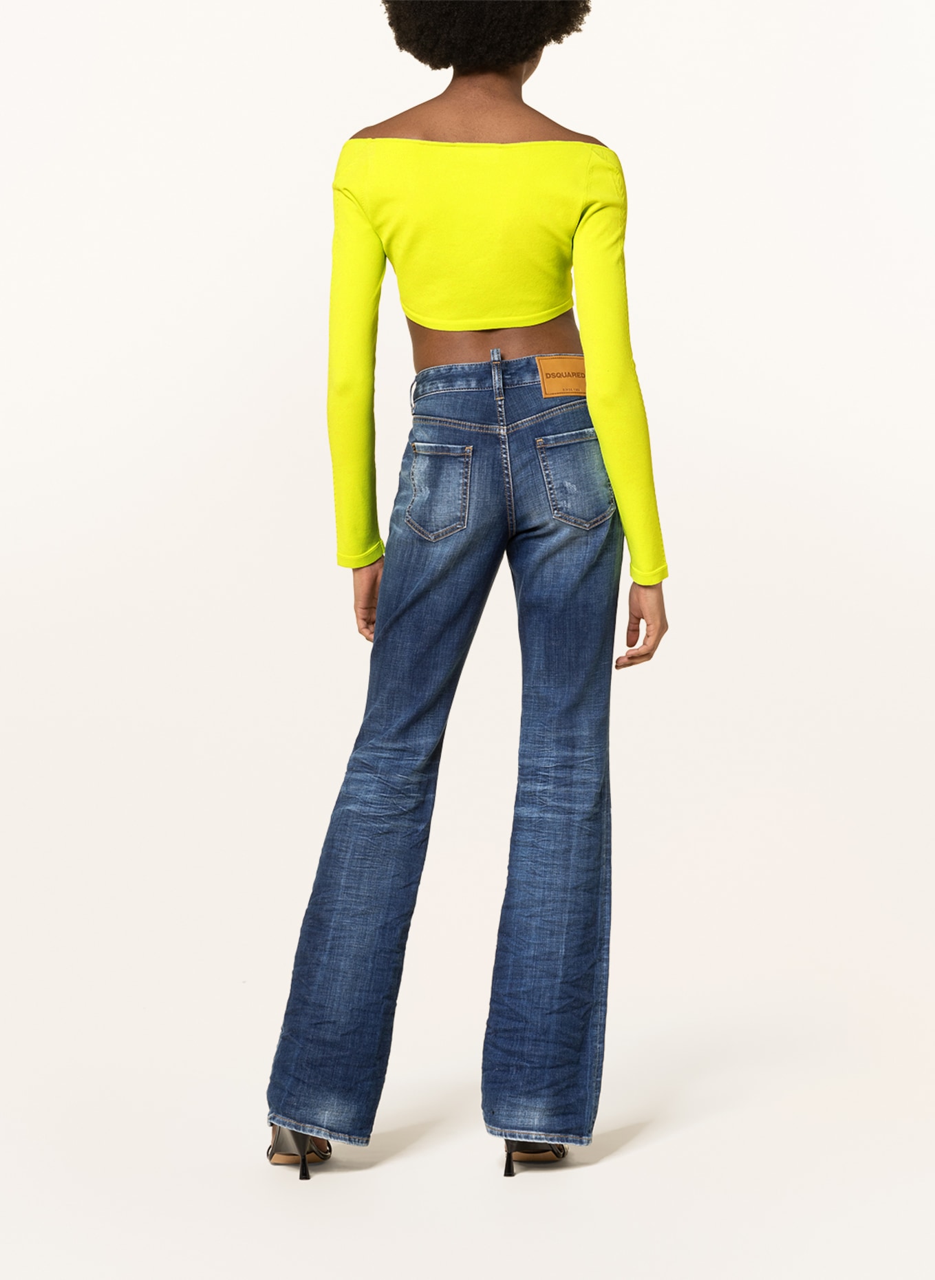 DSQUARED2 Cropped long sleeve shirt, Color: NEON GREEN (Image 3)