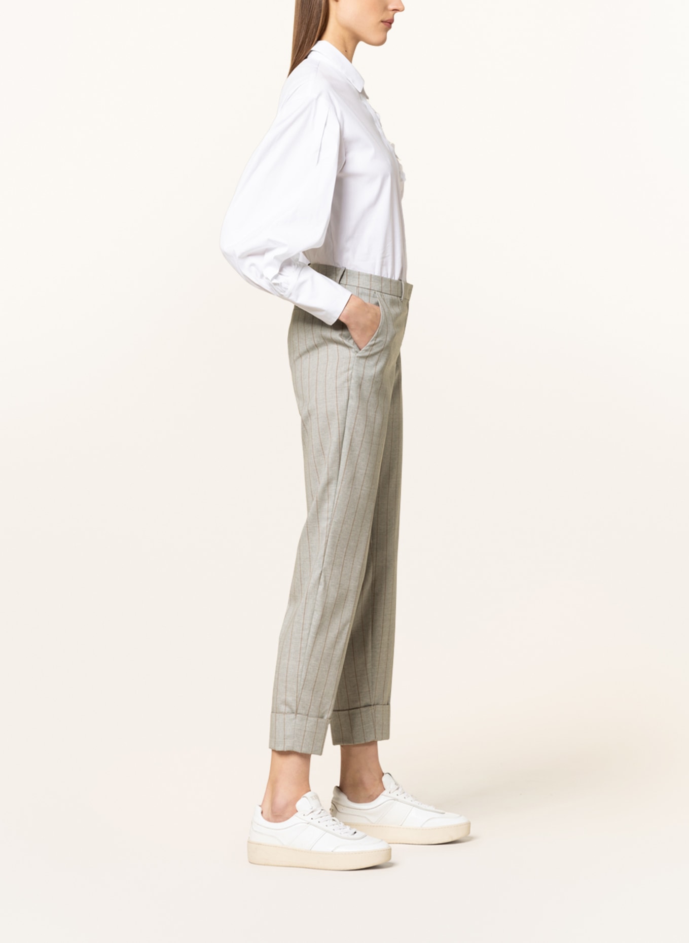 FABIANA FILIPPI Trousers with decorative gems, Color: GRAY/ BROWN (Image 4)