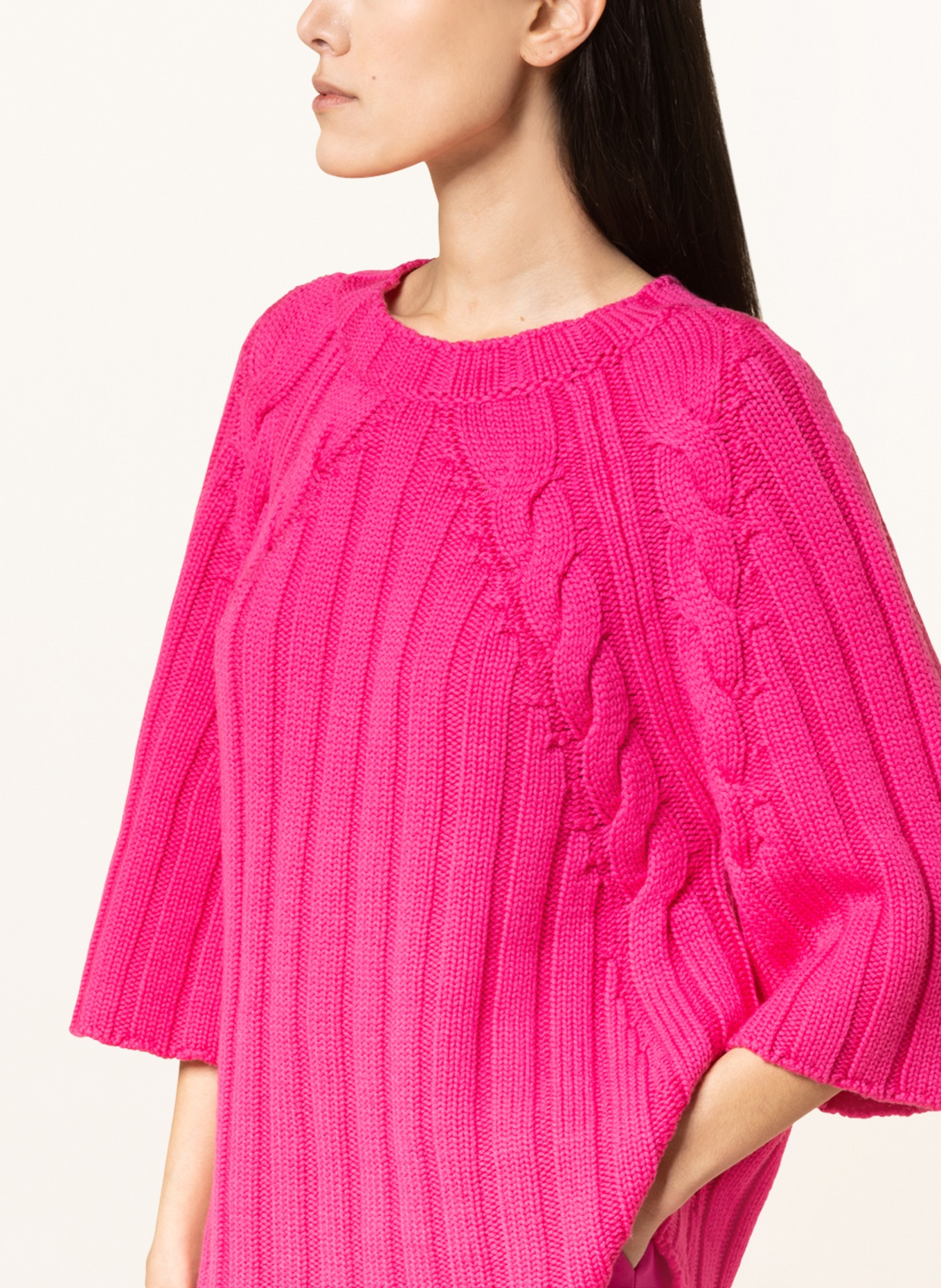 FABIANA FILIPPI Pullover aus Merinowolle mit 3/4-Arm, Farbe: PINK (Bild 4)