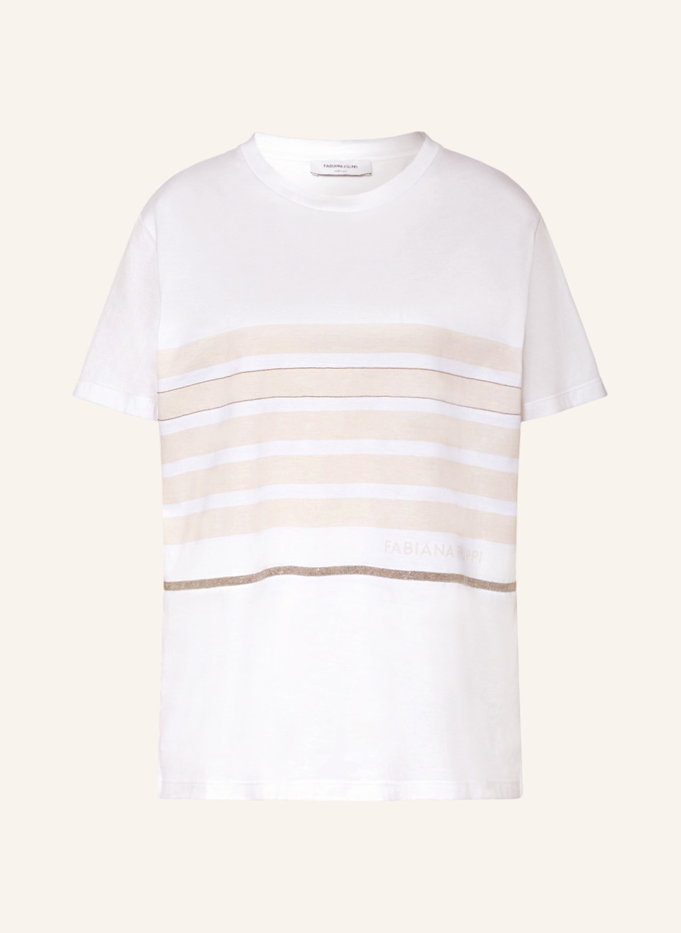 FABIANA FILIPPI T-Shirt mit Schmucksteinen, Farbe: WEISS/ CREME (Bild 1)
