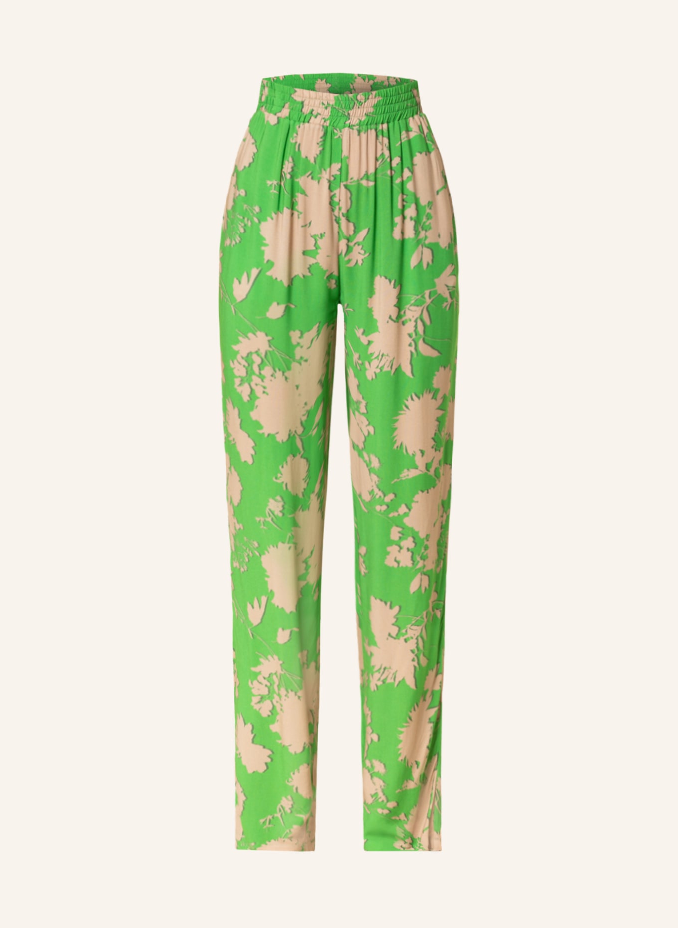 CATNOIR Wide leg trousers, Color: GREEN/ BEIGE (Image 1)