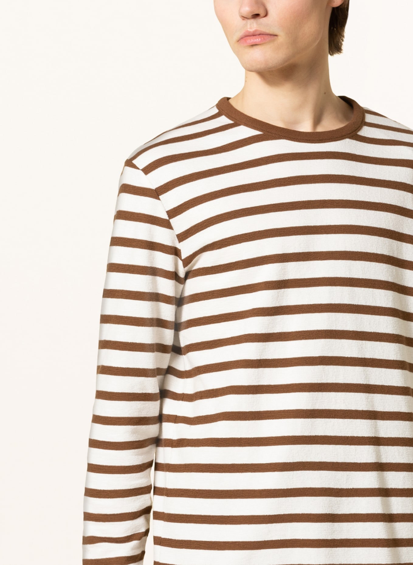 Marc O'Polo Long sleeve shirt, Color: WHITE/ BROWN (Image 4)