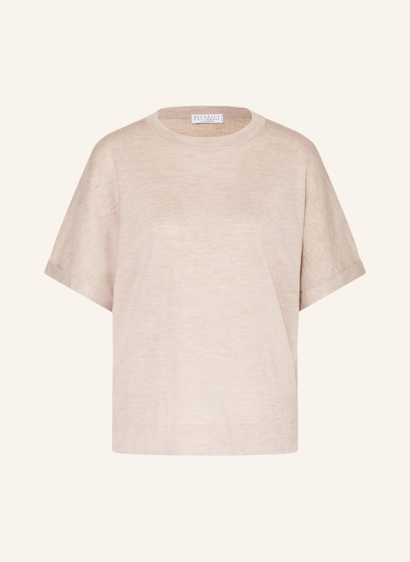 BRUNELLO CUCINELLI T-shirt with cashmere and silk, Color: BEIGE (Image 1)