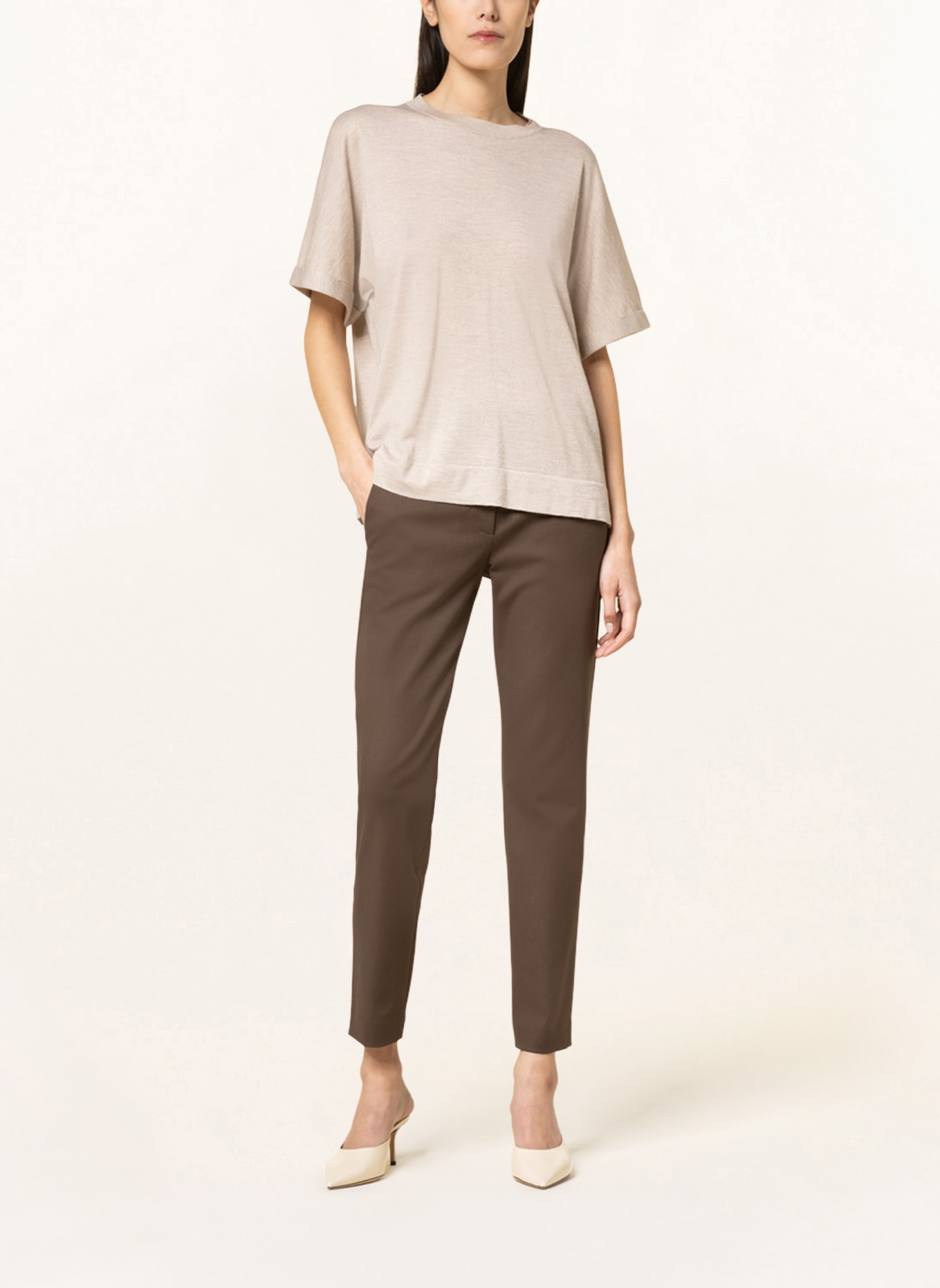 BRUNELLO CUCINELLI T-shirt with cashmere and silk, Color: BEIGE (Image 2)