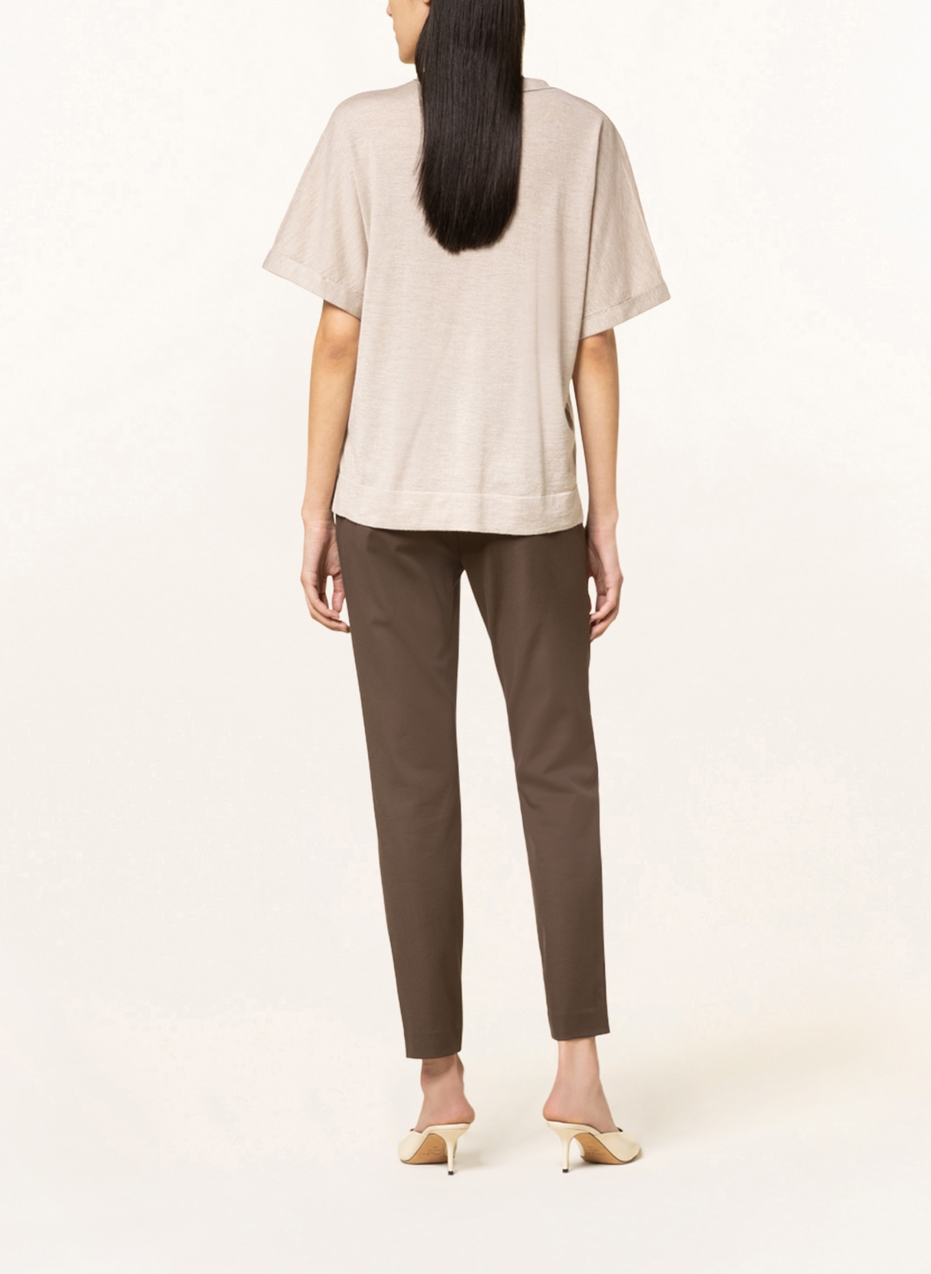 BRUNELLO CUCINELLI T-shirt with cashmere and silk, Color: BEIGE (Image 3)