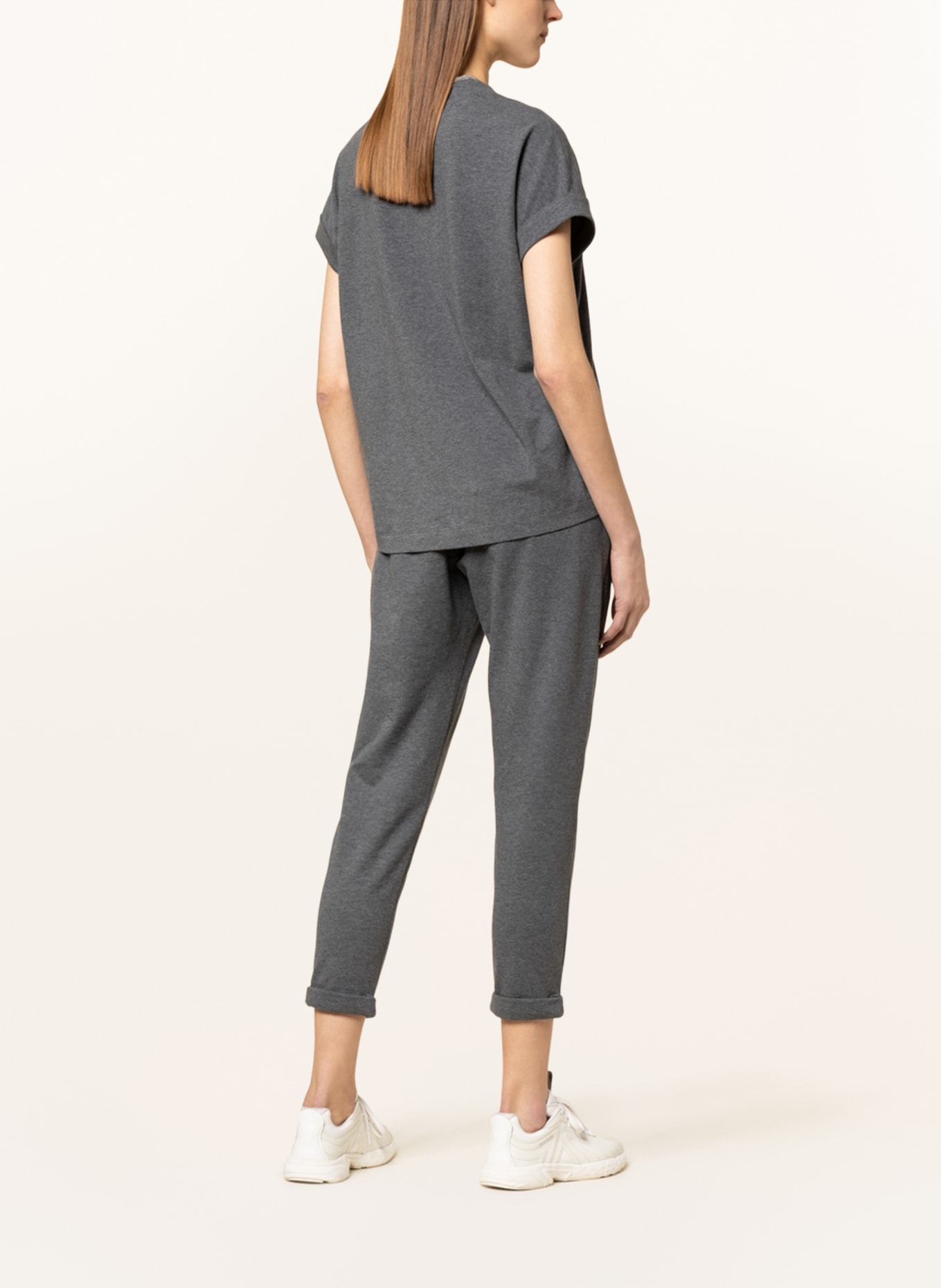 BRUNELLO CUCINELLI Trousers in jogger style with decorative gems, Color: GRAY (Image 3)