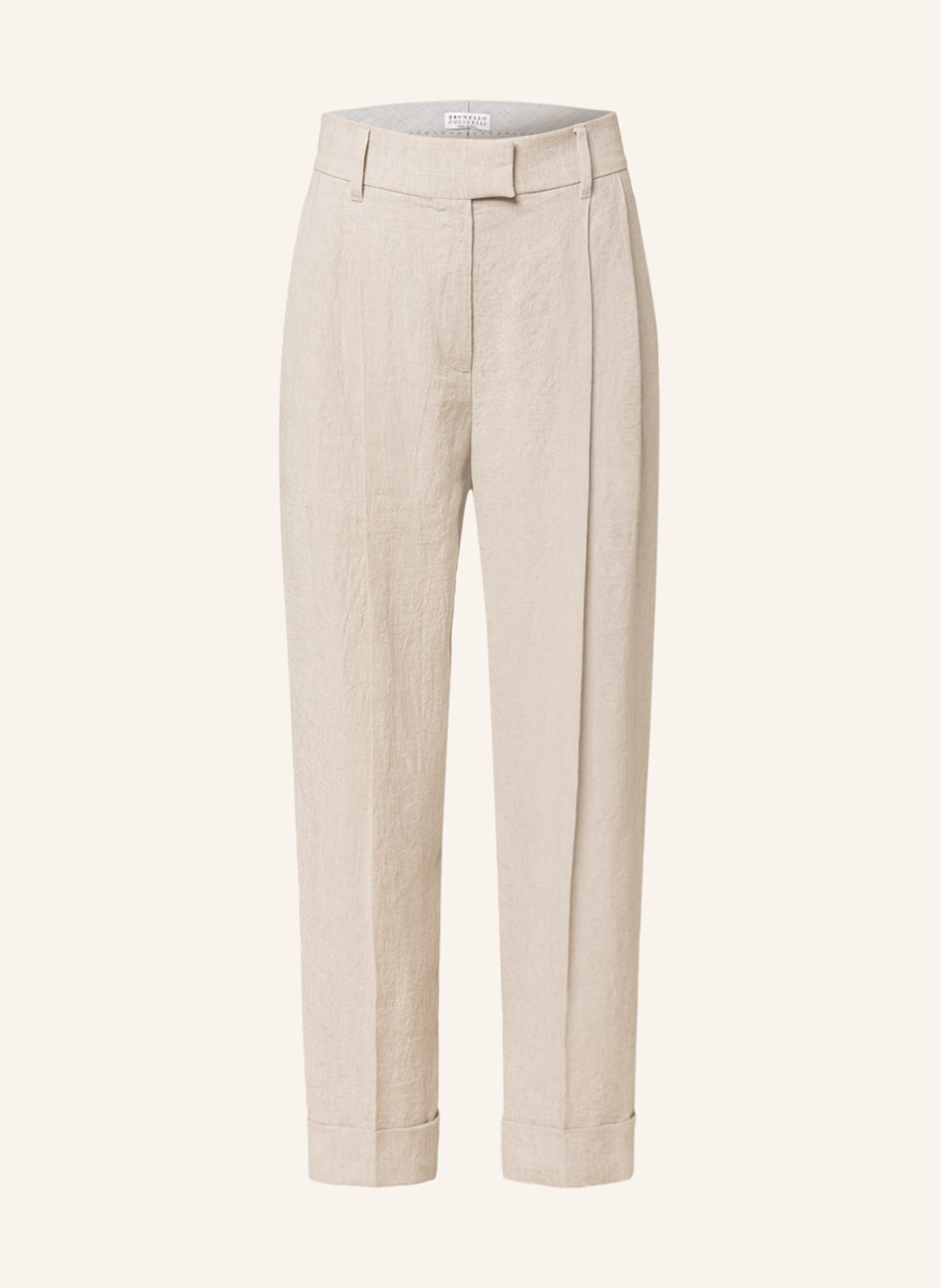BRUNELLO CUCINELLI 7/8 pants made of linen, Color: LIGHT BROWN (Image 1)