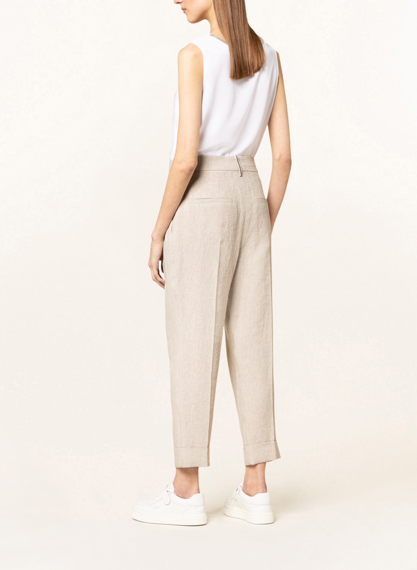 BRUNELLO CUCINELLI 7/8 pants made of linen, Color: LIGHT BROWN (Image 3)