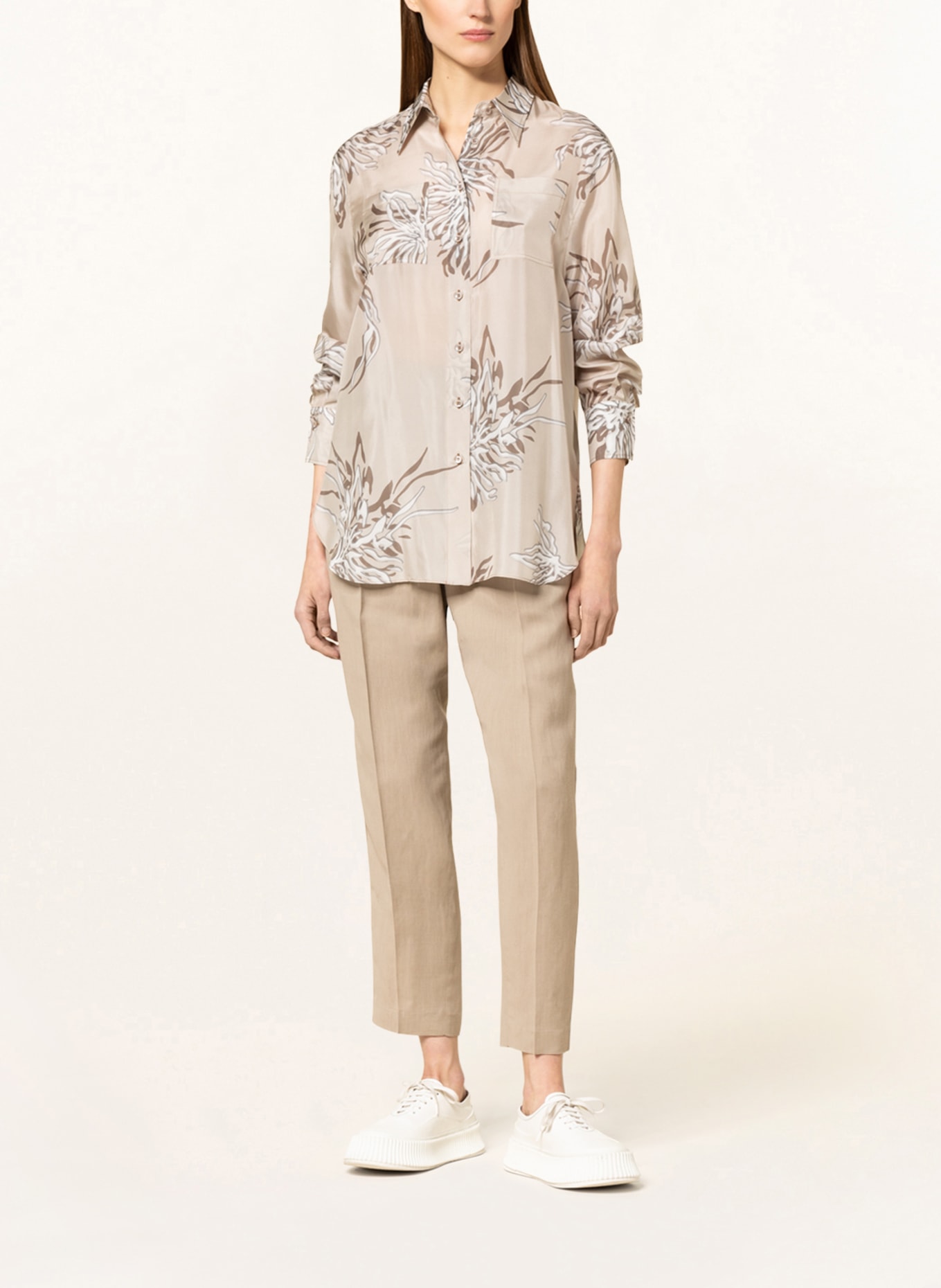 BRUNELLO CUCINELLI Shirt blouse in silk, Color: BEIGE/ GRAY/ LIGHT GRAY (Image 2)