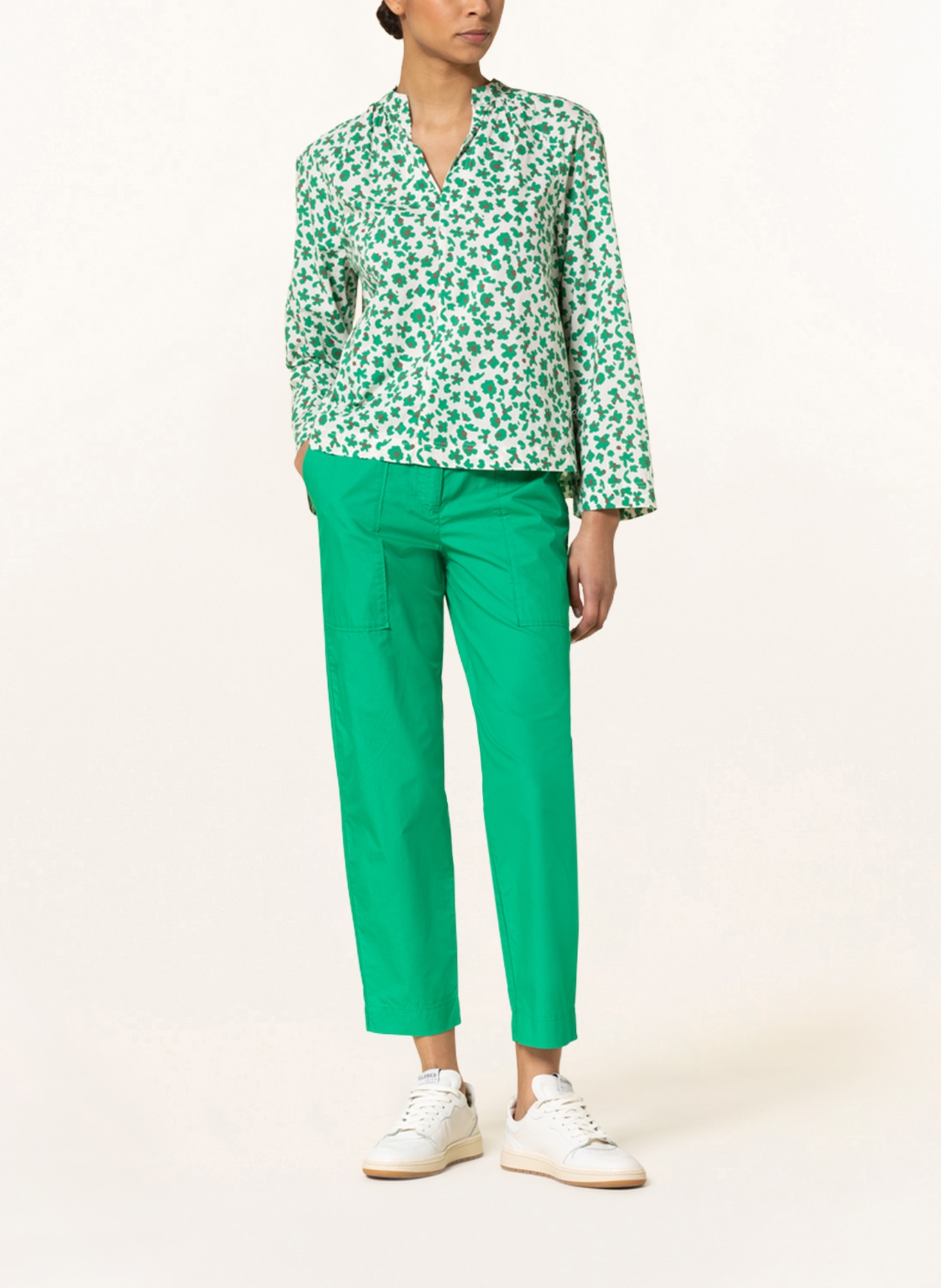 Marc O'Polo Shirt blouse, Color: ECRU/ GREEN/ BROWN (Image 2)