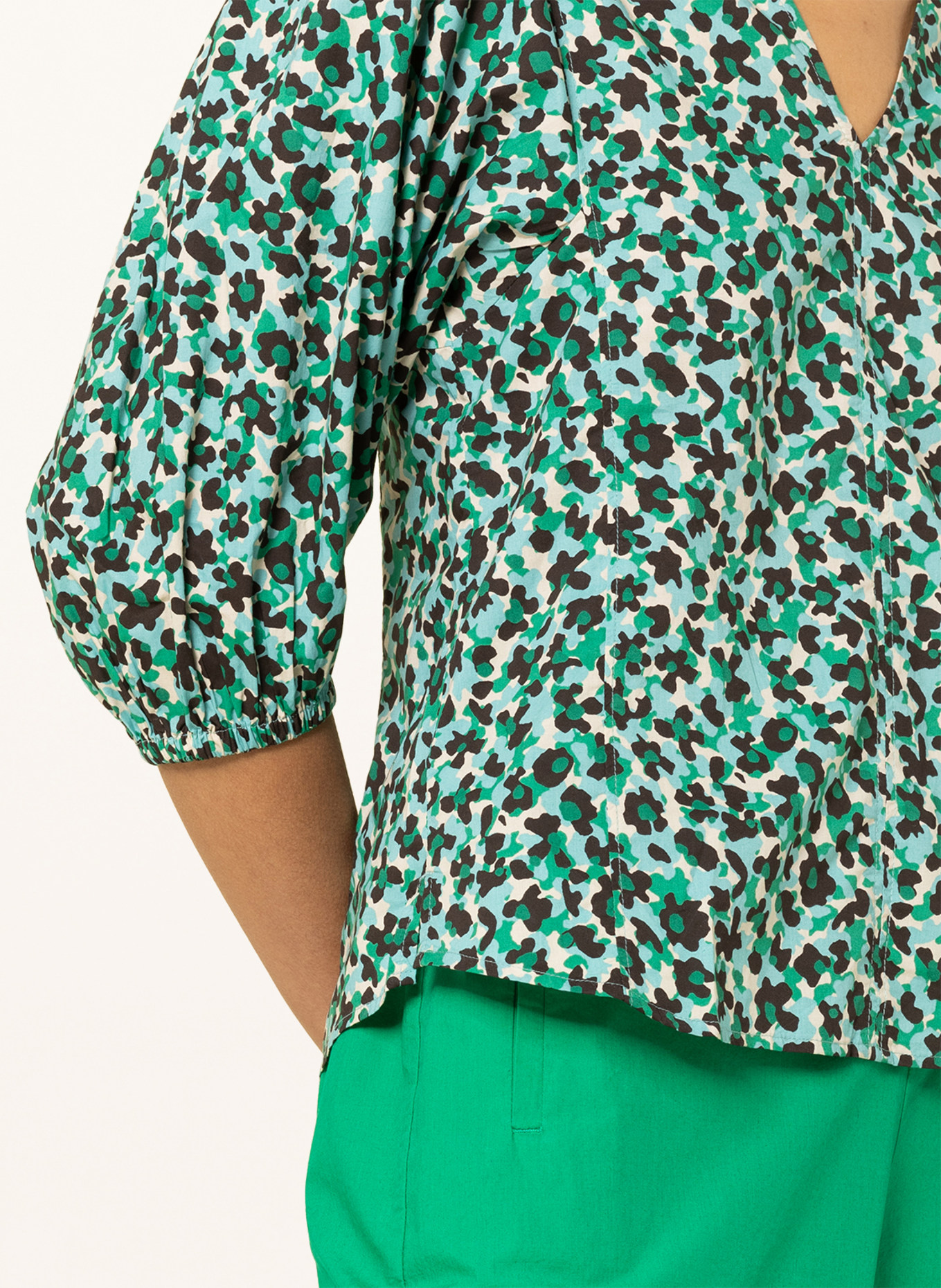 Marc O'Polo Shirt blouse, Color: BLACK/ GREEN/ LIGHT BLUE (Image 4)