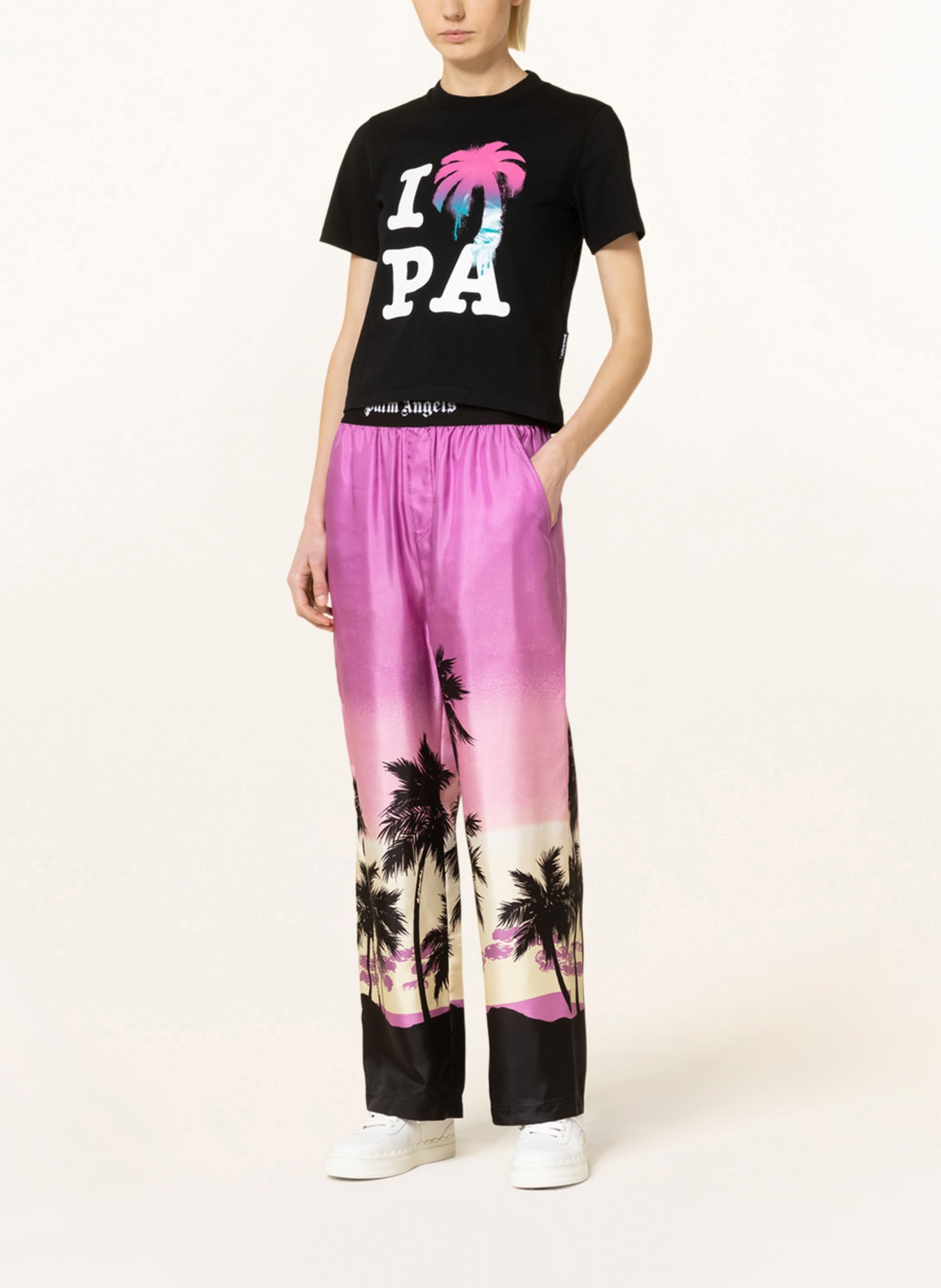 Palm Angels Wide leg trousers, Color: FUCHSIA/ BLACK/ LIGHT YELLOW (Image 2)