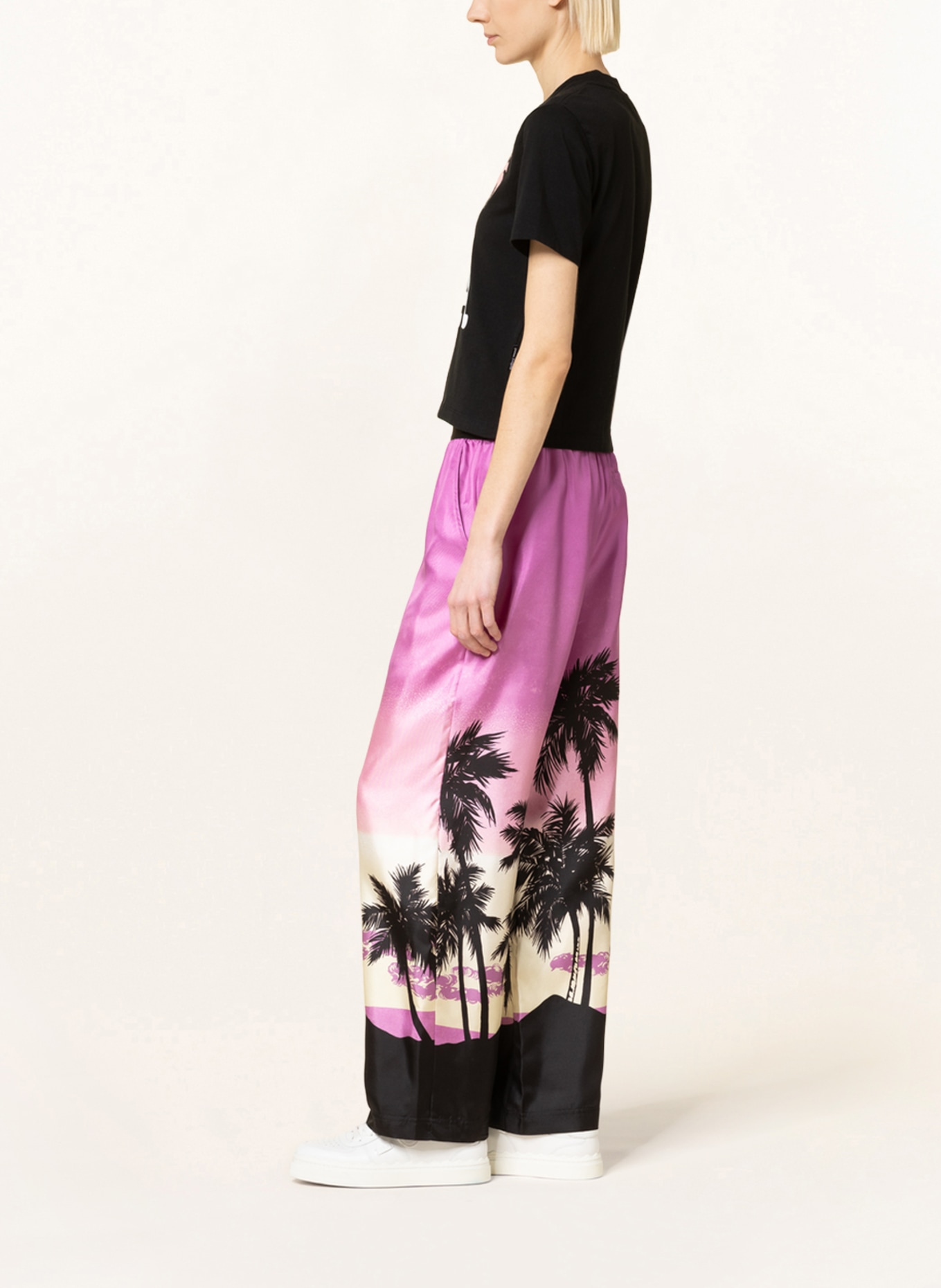 Palm Angels Wide leg trousers, Color: FUCHSIA/ BLACK/ LIGHT YELLOW (Image 4)
