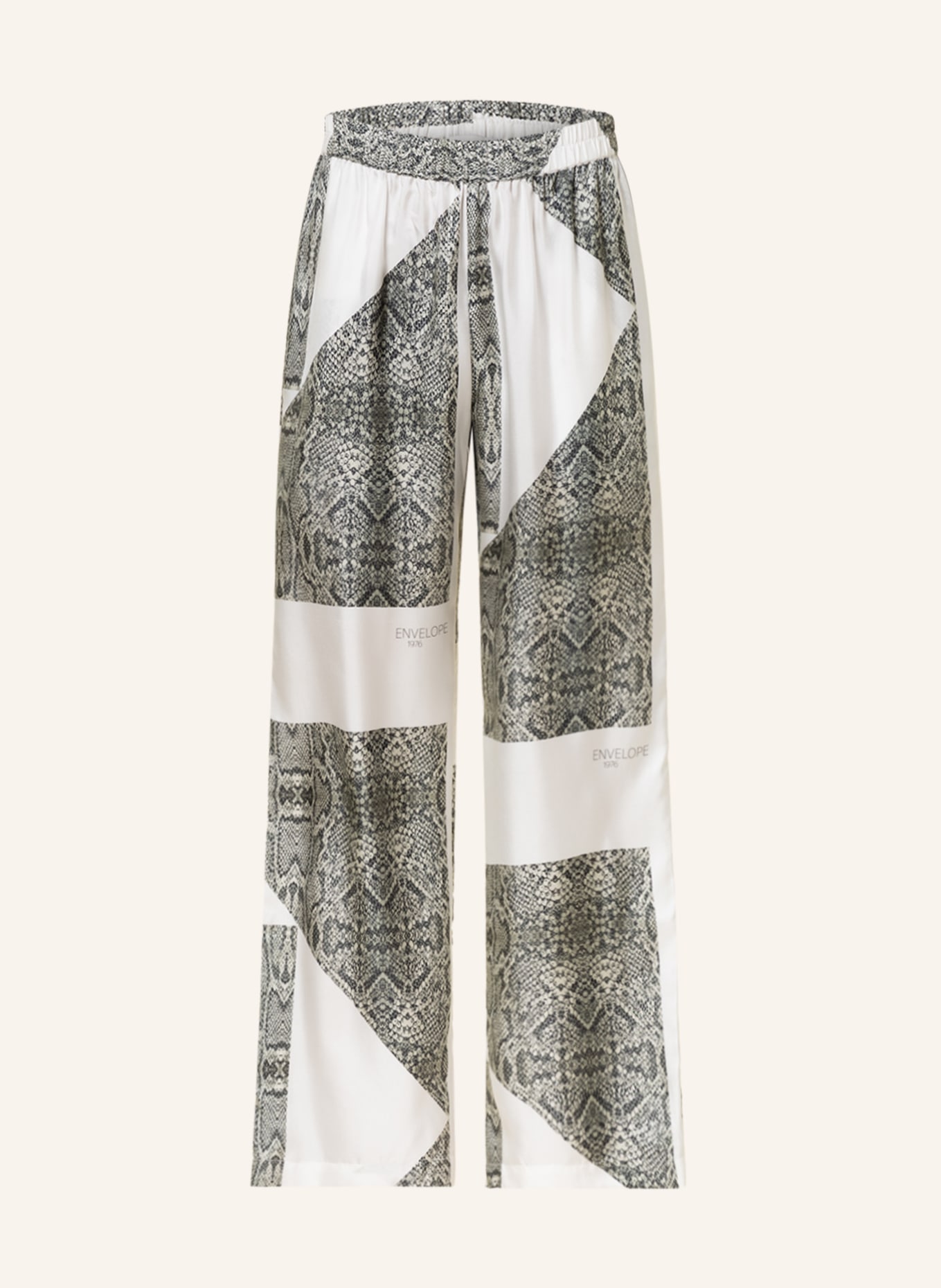 ENVELOPE 1976 Wide leg trousers VEHI in silk, Color: WHITE/ GRAY (Image 1)