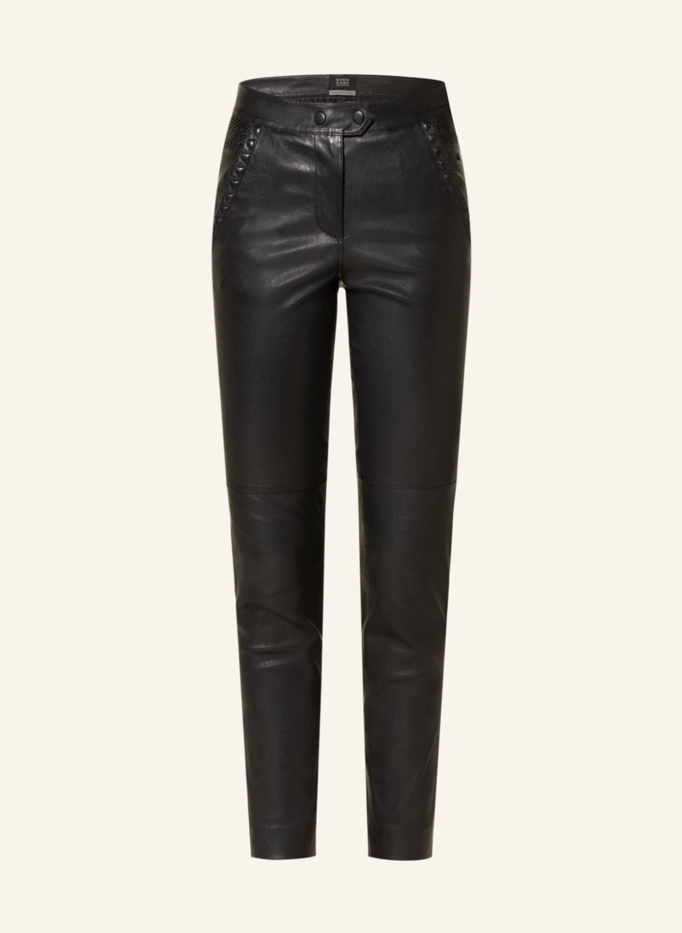 SCOTCH & SODA Leather trousers, Color: BLACK (Image 1)