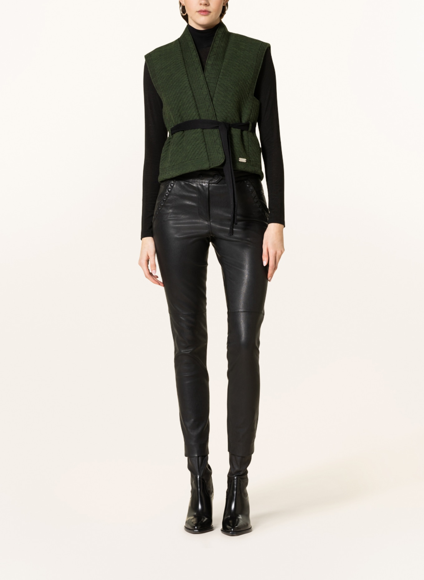 SCOTCH & SODA Leather trousers, Color: BLACK (Image 2)
