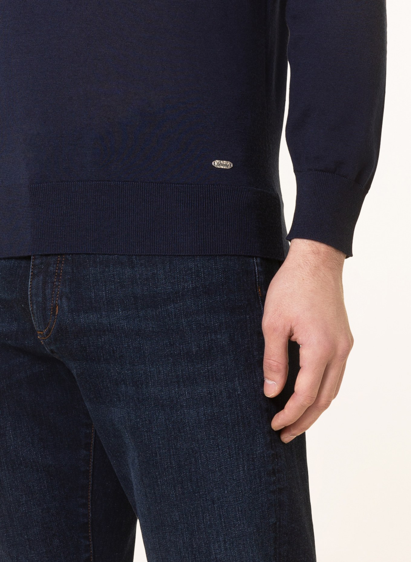 Brioni Cashmere sweater with silk, Color: DARK BLUE (Image 4)