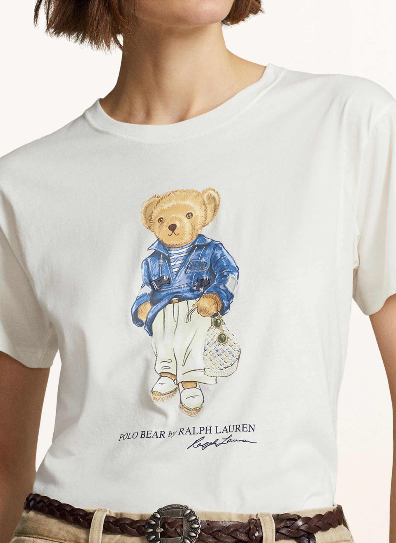 POLO RALPH LAUREN T-shirt, Color: WHITE/ BLUE/ CAMEL (Image 4)