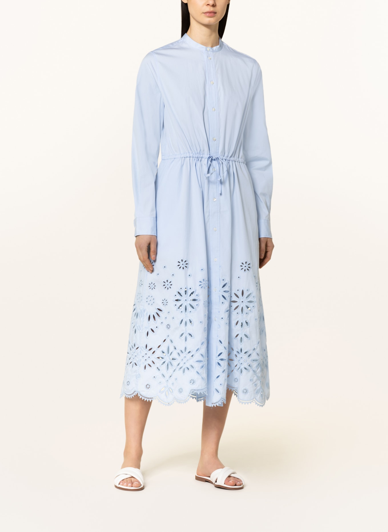 POLO RALPH LAUREN Hemdblusenkleid mit Lochstickereien, Farbe: HELLBLAU (Bild 2)