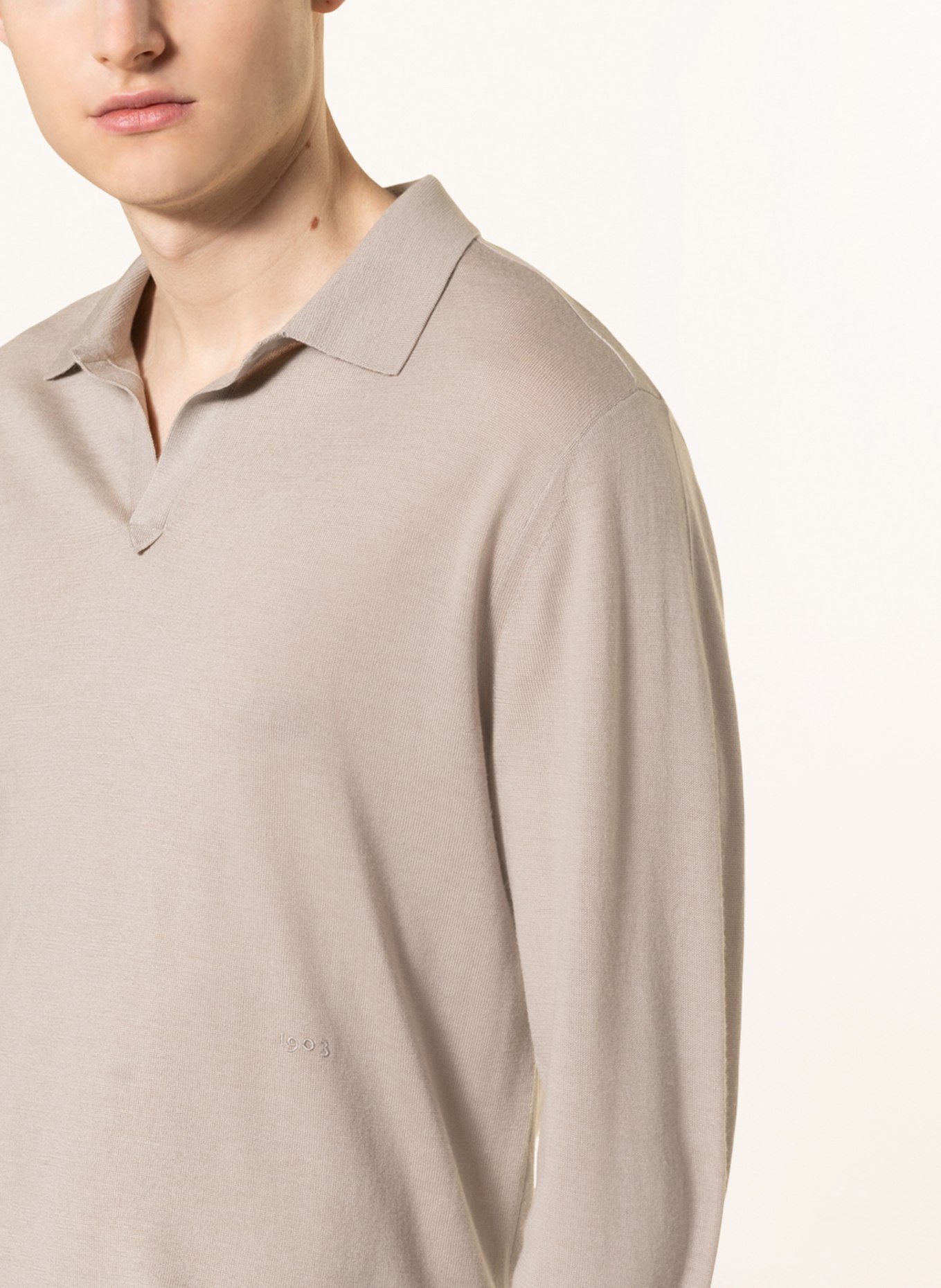TIGER OF SWEDEN Knitted polo shirt BEKER, Color: TAUPE (Image 4)