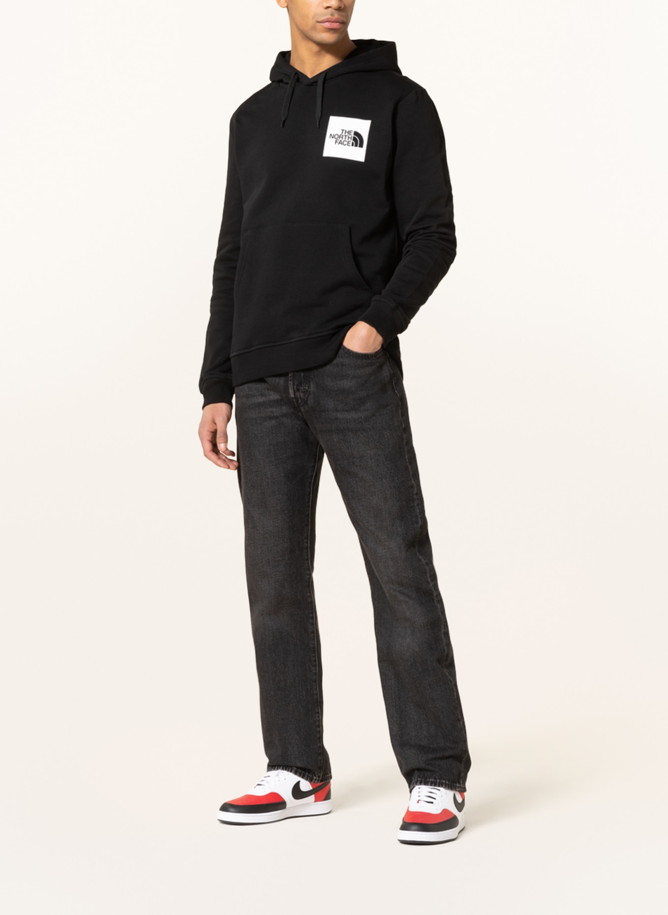 THE NORTH FACE Hoodie FINE, Color: BLACK/ WHITE (Image 2)