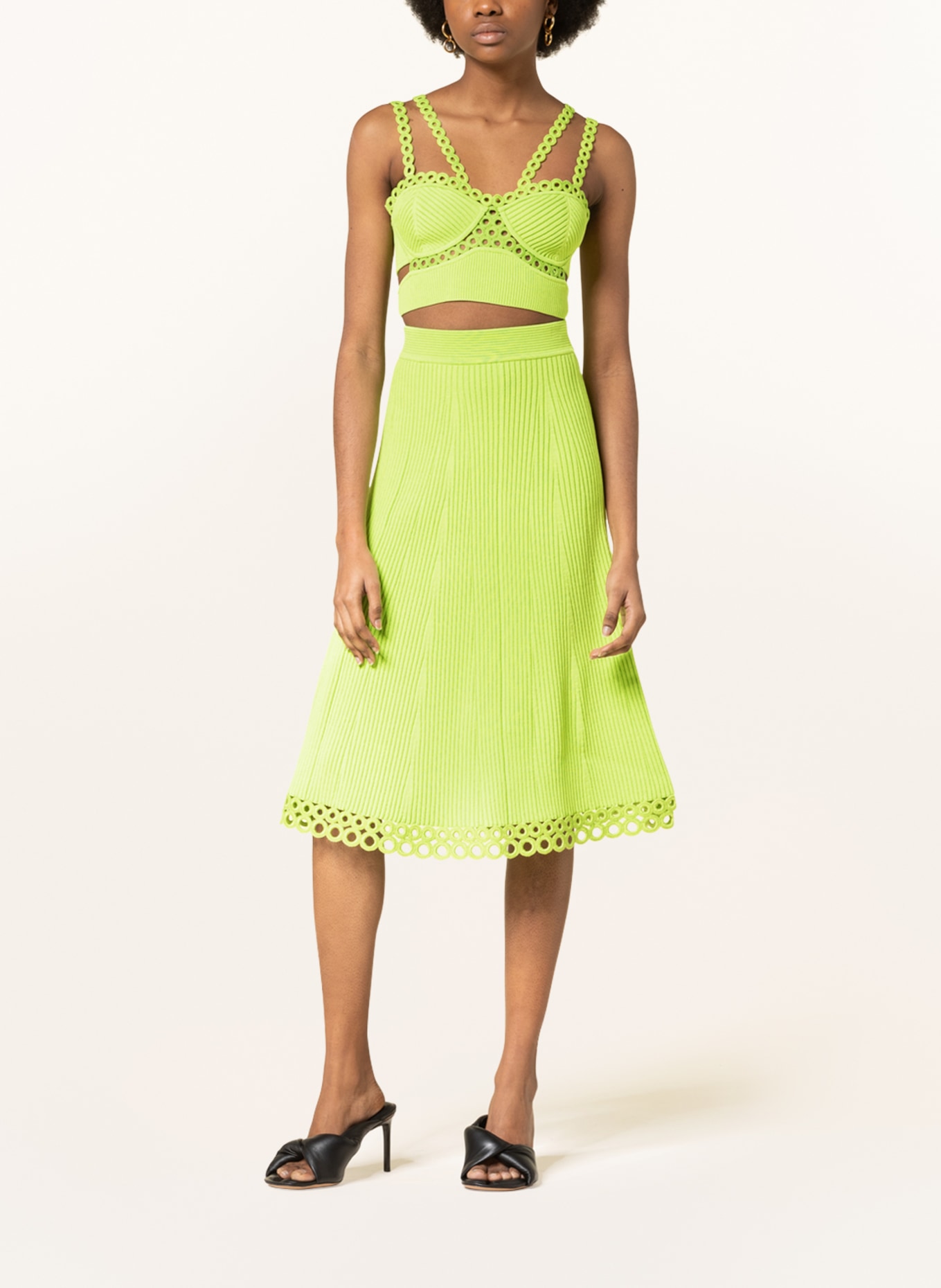 SIMKHAI Knit skirt LIVINA with lace, Color: NEON YELLOW (Image 2)