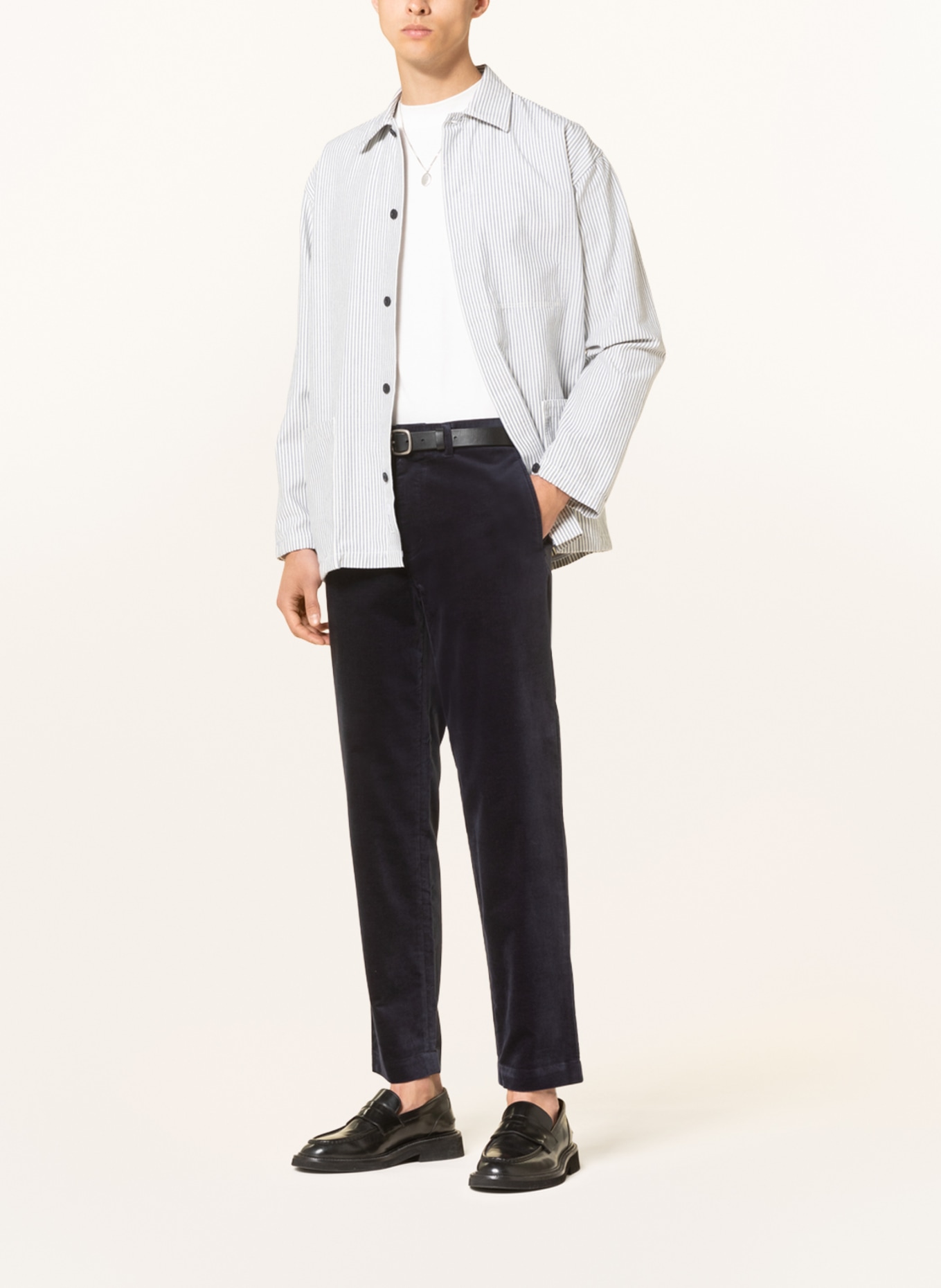 COS Velvet pants slim fit in dark blue