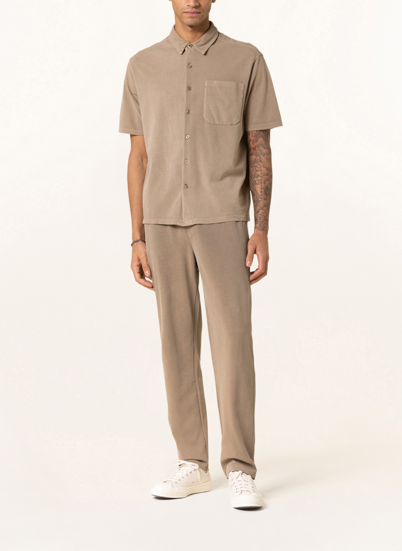 American Vintage Short sleeve shirt comfort fit in piqué, Color: BEIGE (Image 2)