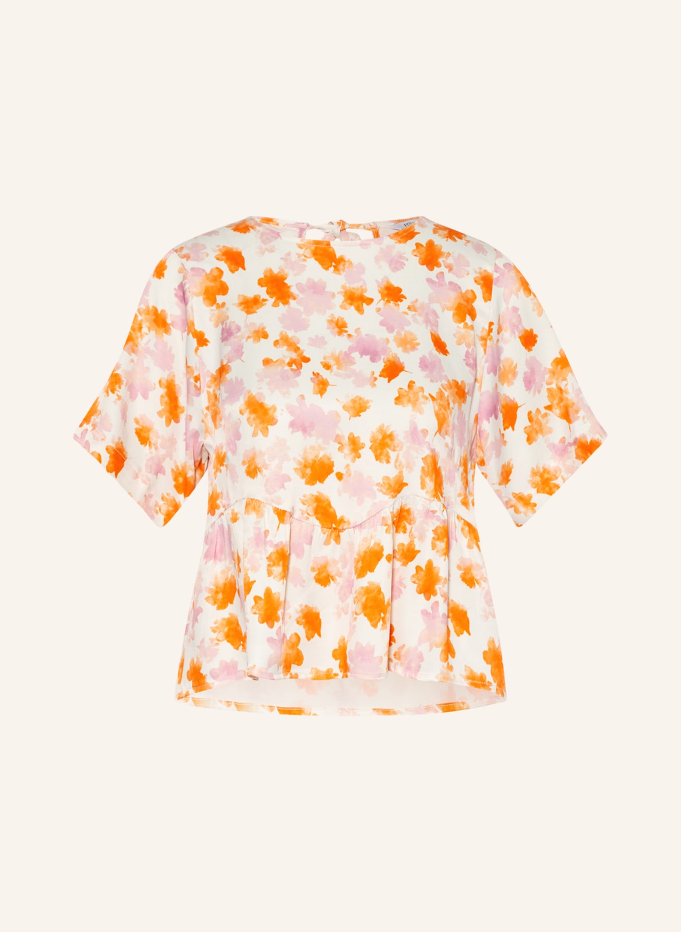 ENVII Shirt blouse ENIBIZA in satin with cut-out, Color: WHITE/ ORANGE/ PINK (Image 1)