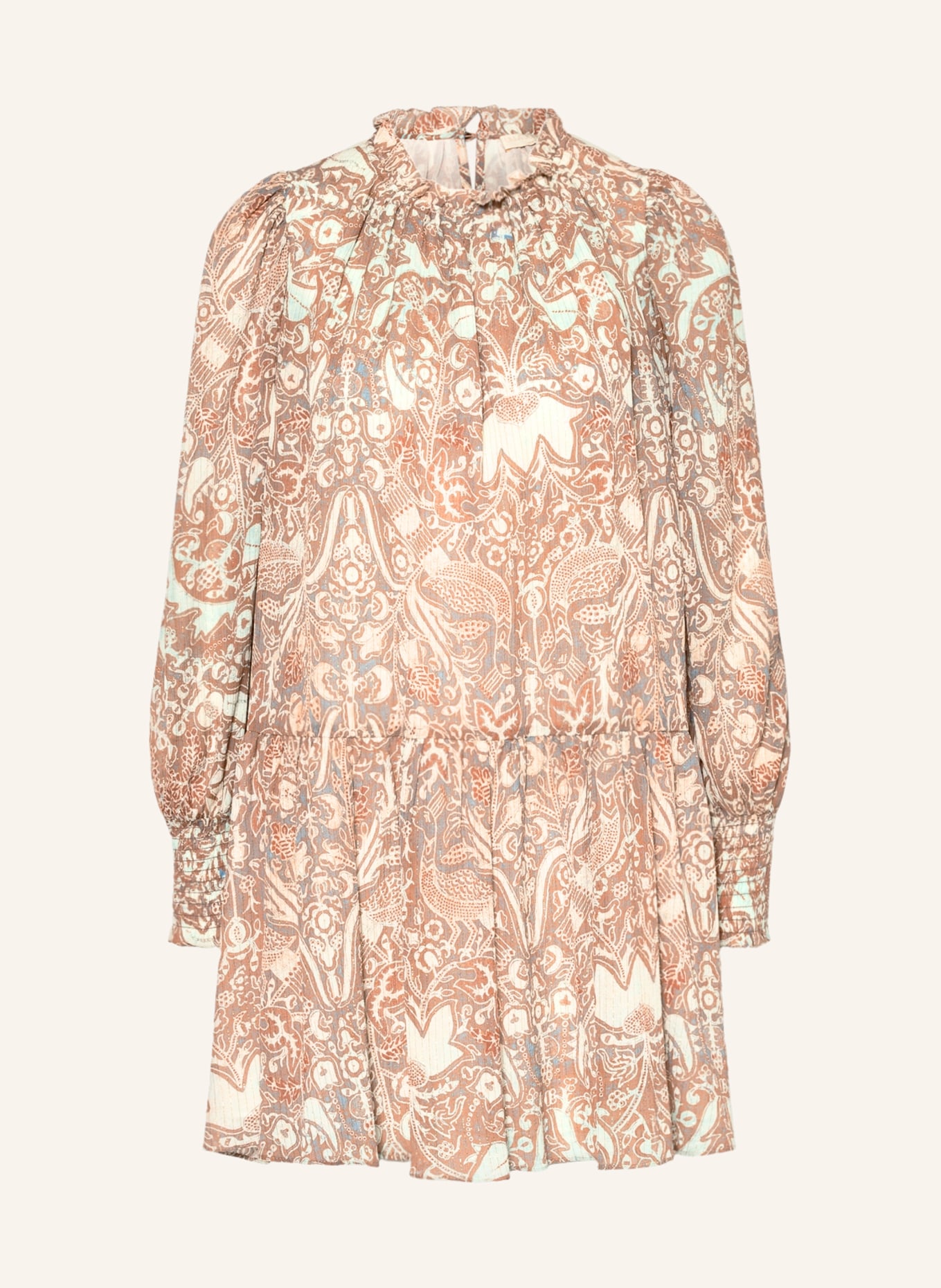 ULLA JOHNSON Kleid MAJA mit Glitzergarn, Farbe: ORANGE/ MINT (Bild 1)