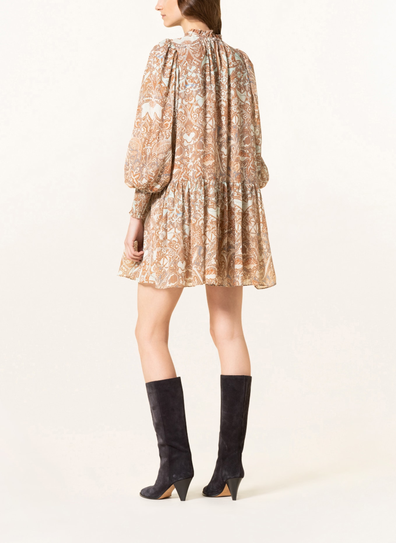 ULLA JOHNSON Dress MAJA with glitter thread, Color: ORANGE/ MINT (Image 3)