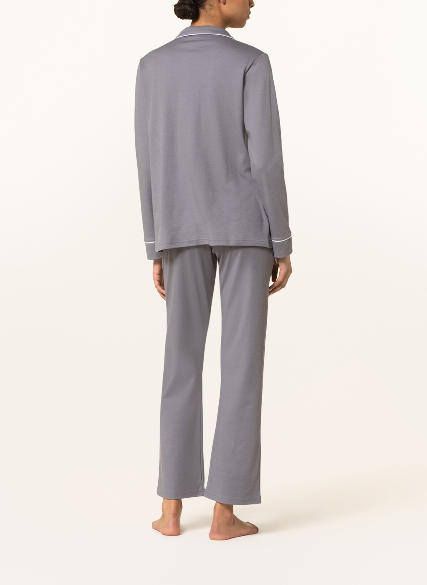 mey Pajama shirt series SLEEPSATION, Color: GRAY/ ECRU (Image 3)