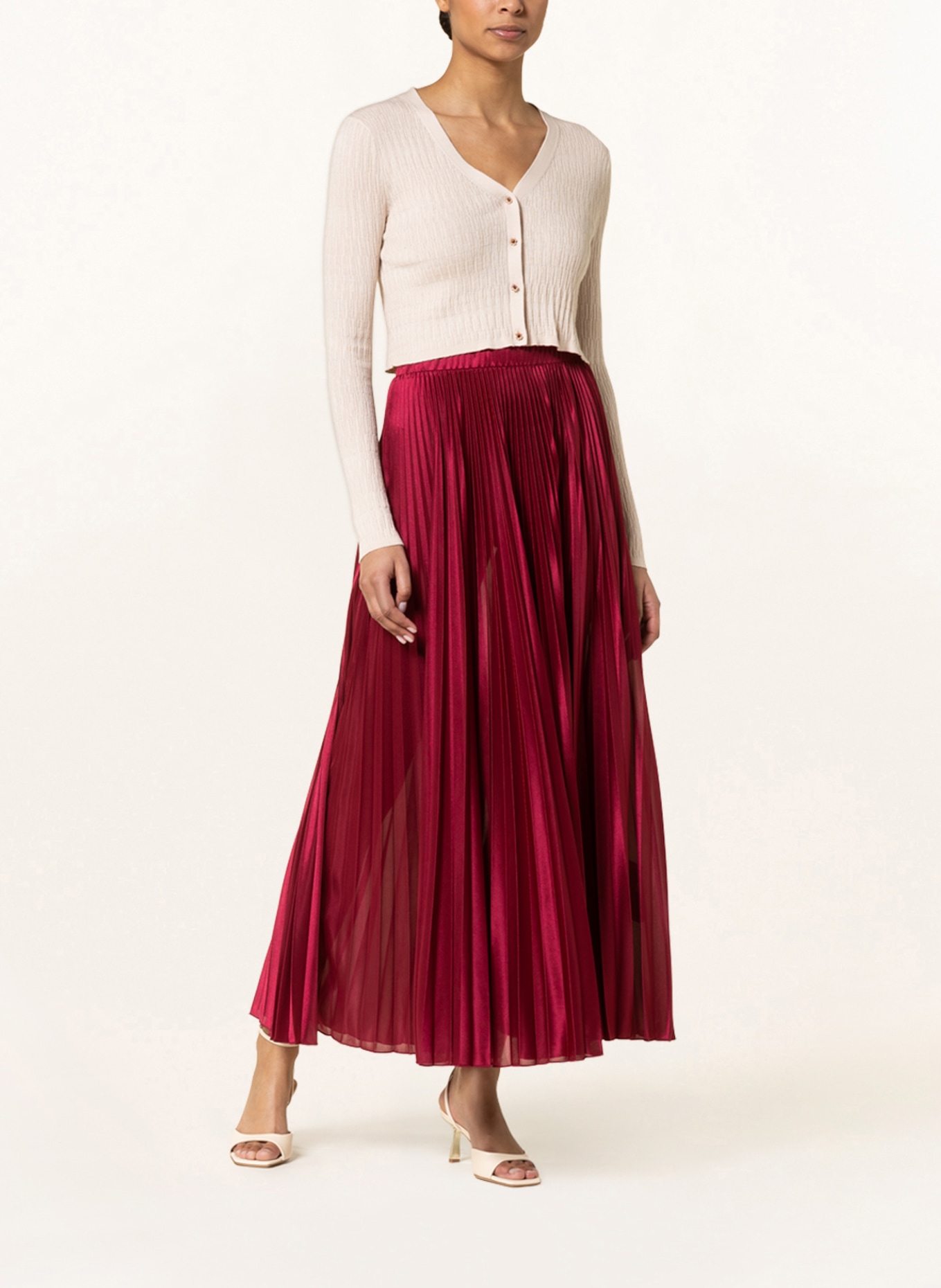 MAX & Co. Pleated skirt CROSS, Color: DARK RED (Image 2)