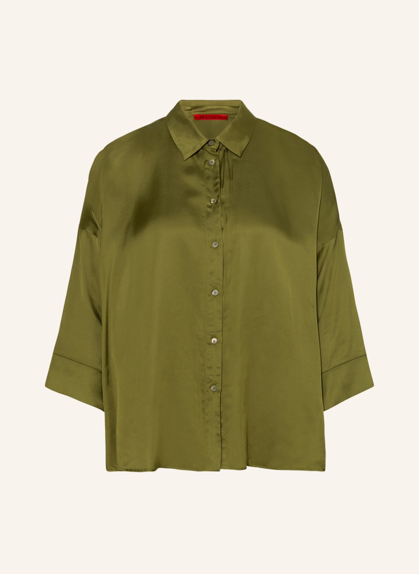MAX & Co. Shirt blouse BEMBO made of satin with 3/4 sleeves, Color: OLIVE (Image 1)