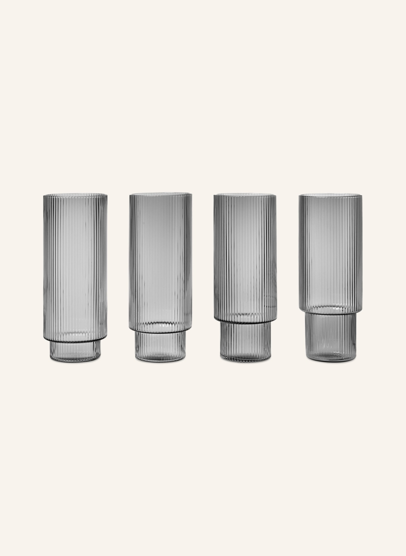 Ferm LIVING Set of 4 cocktail glasses RIPPLE, Color: GRAY (Image 1)