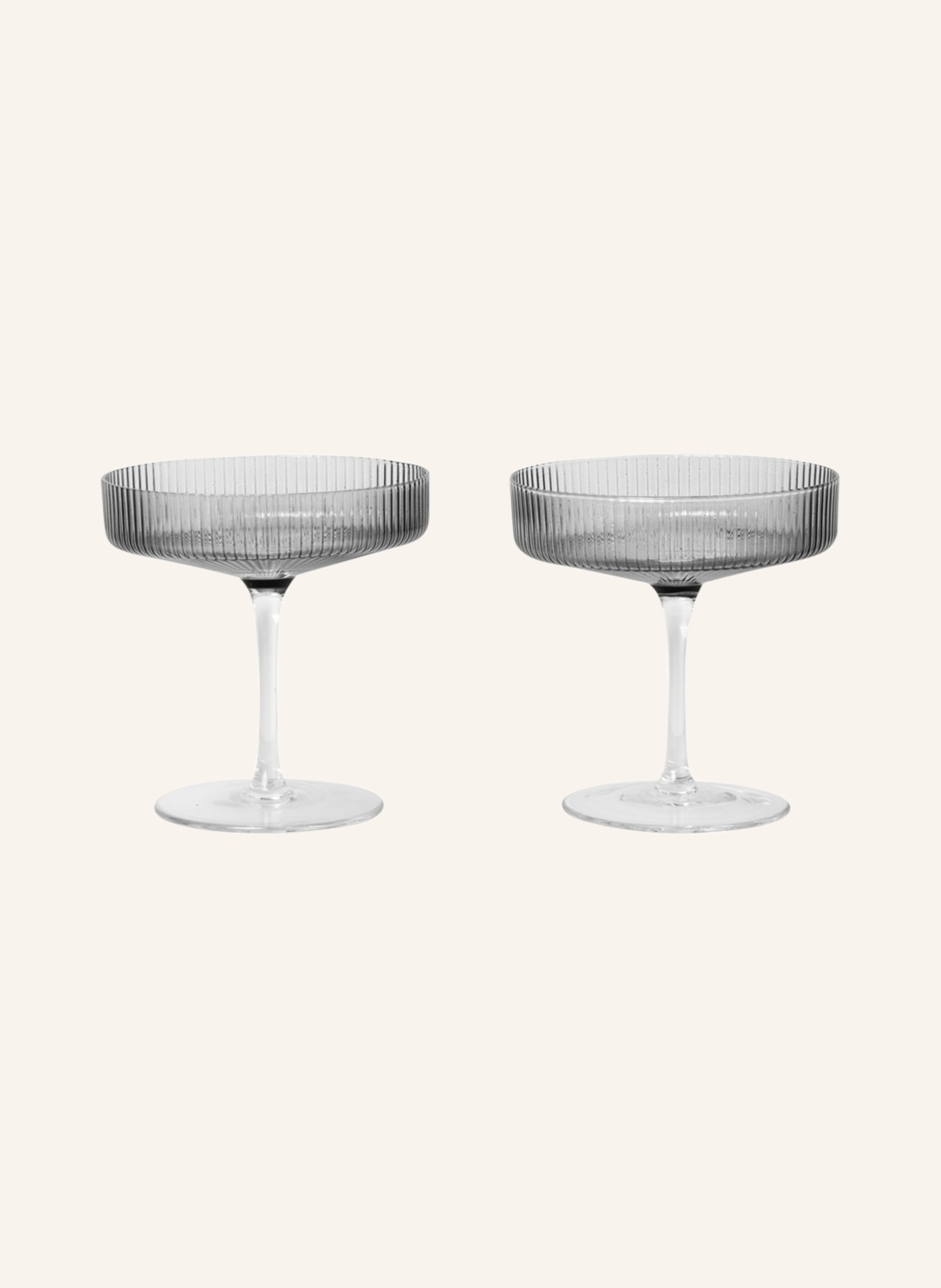 Ferm LIVING Set of 2 champagne glasses RIPPLE, Color: GRAY (Image 1)