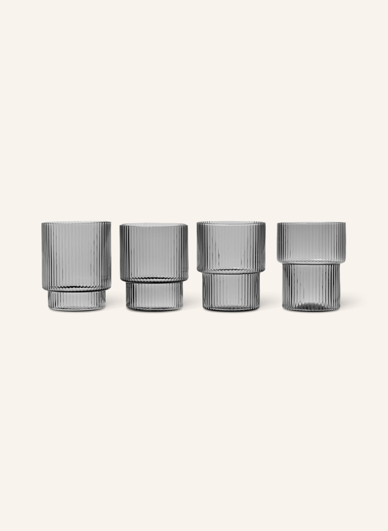 Ferm LIVING Set of 4 drinking glasses RIPPLE, Color: GRAY (Image 1)
