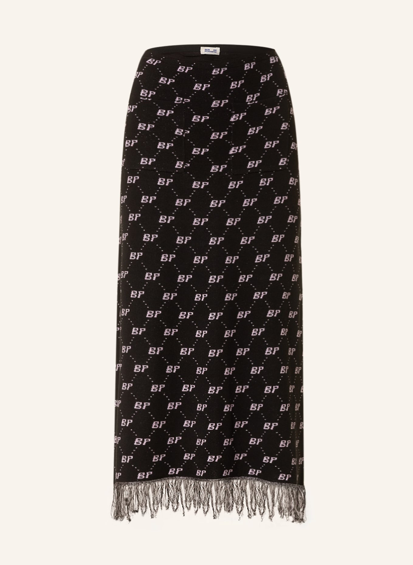 BAUM UND PFERDGARTEN Knit skirt with glitter thread, Color: BLACK/ PINK (Image 1)