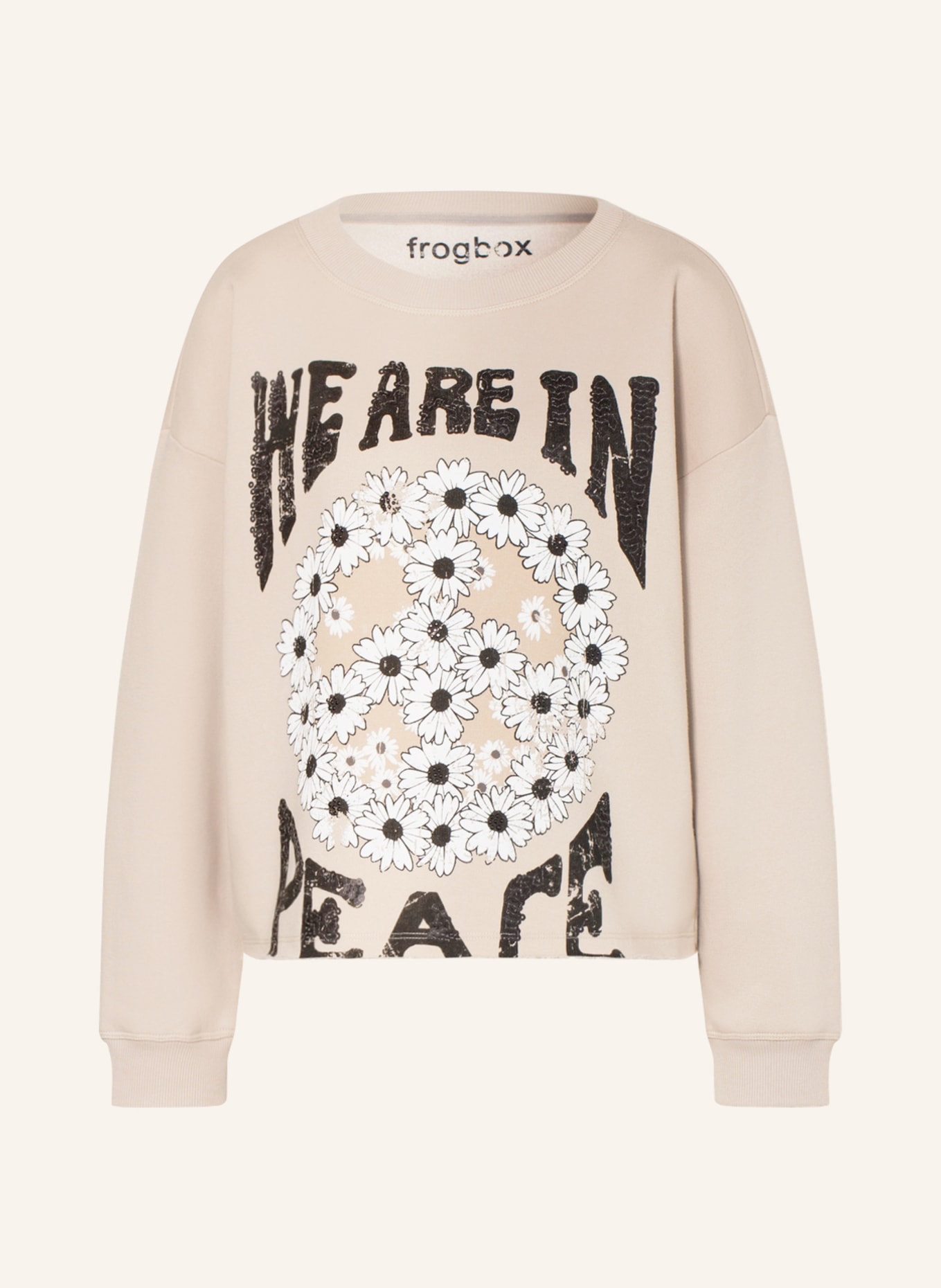 FrogBox Sweatshirt with decorative gems and sequins , Color: BEIGE (Image 1)