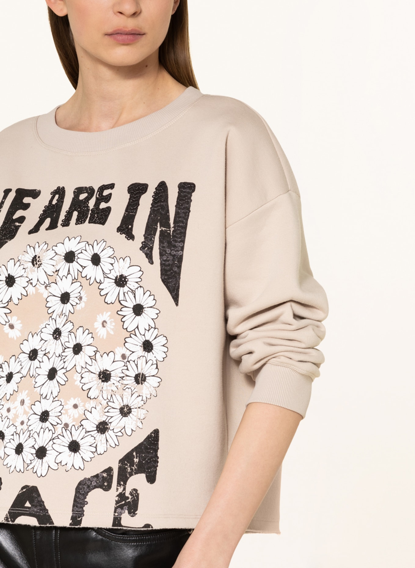 FrogBox Sweatshirt with decorative gems and sequins , Color: BEIGE (Image 4)