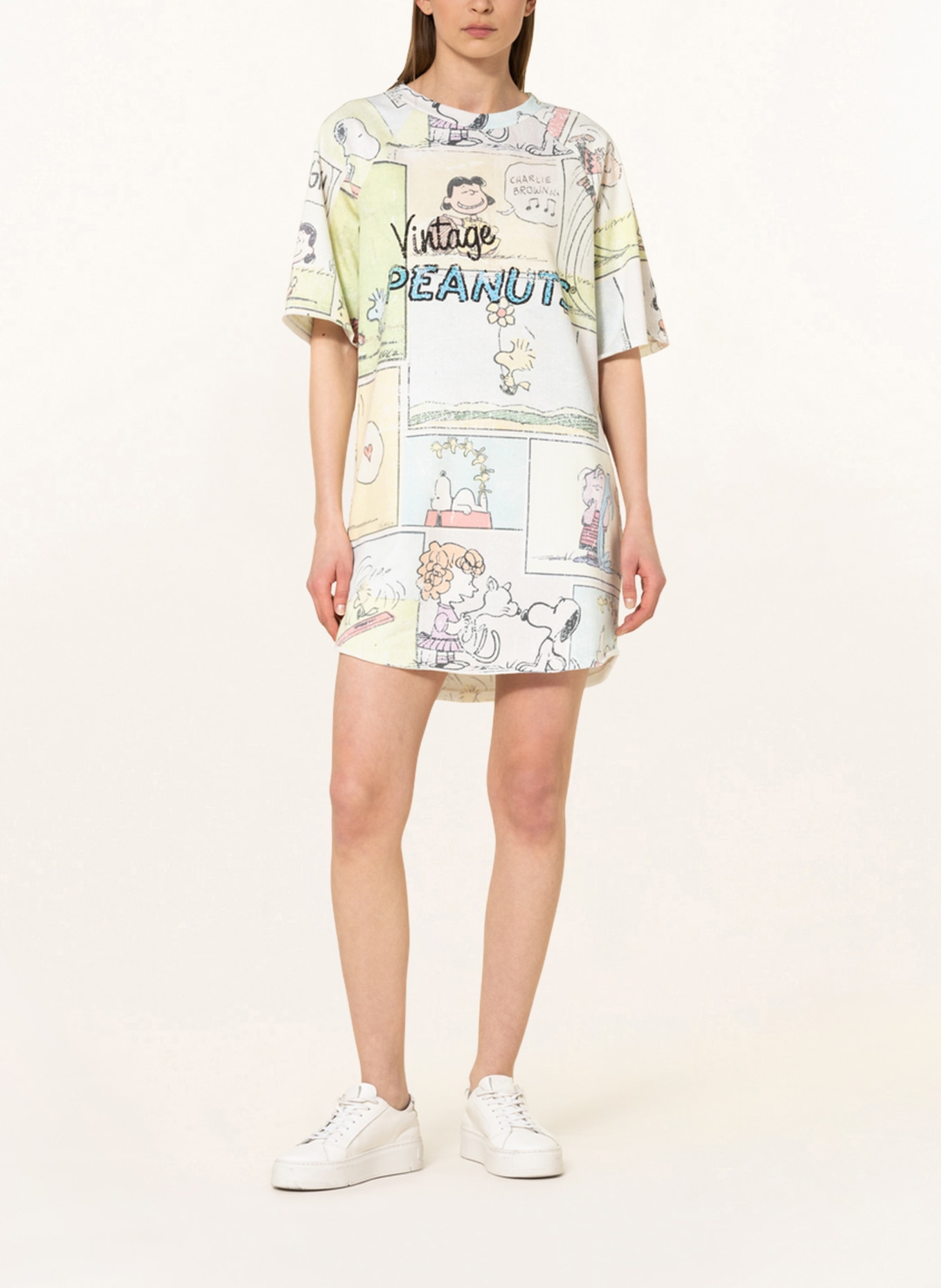 FrogBox Sukienka dresowa z ozdobnymi kamykami, Kolor: JASNOZIELONY/ KREMOWY/ JASNONIEBIESKI (Obrazek 2)