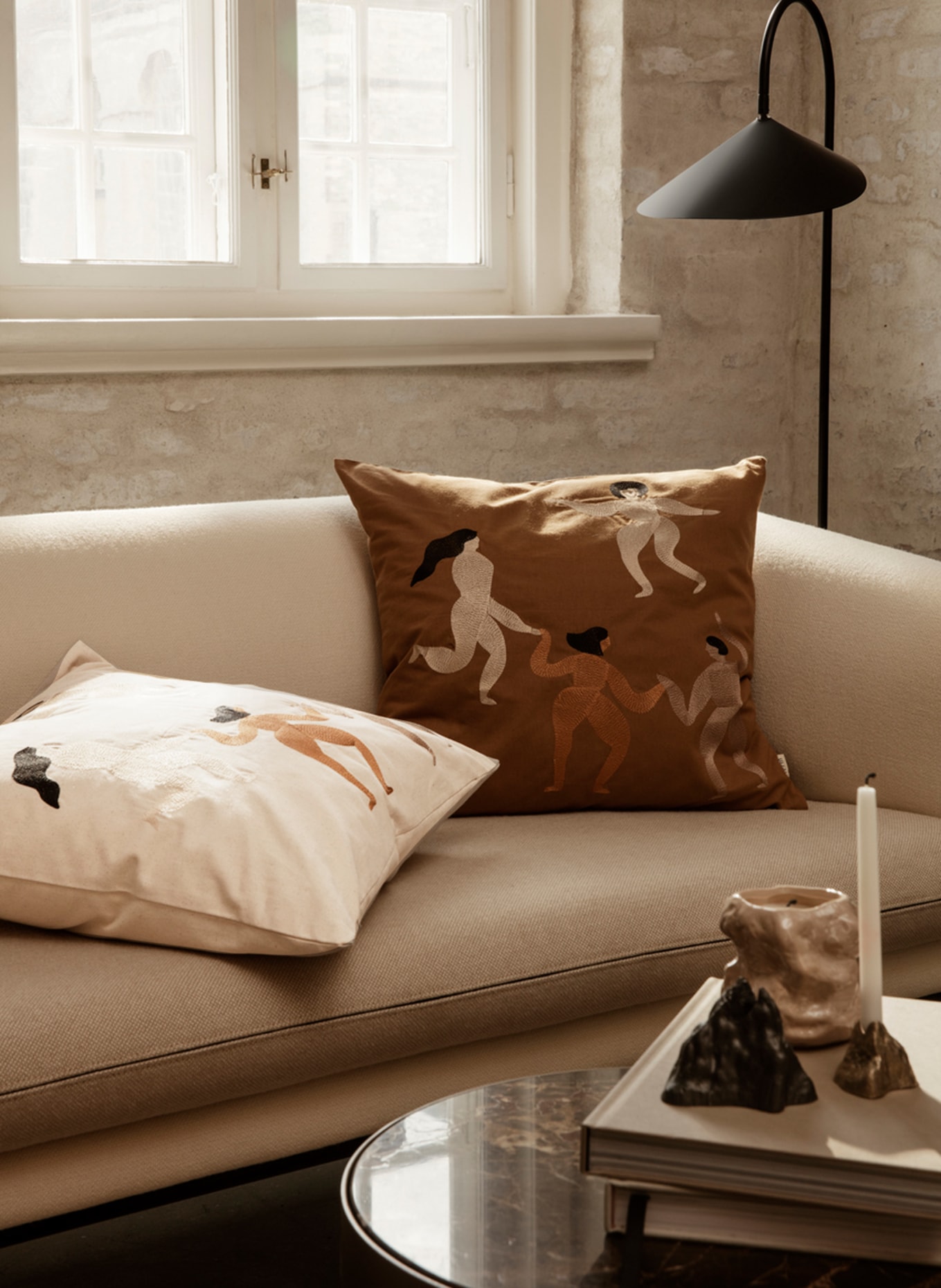 Ferm LIVING Decorative cushion cover, Color: CREAM/ LIGHT BROWN/ CAMEL (Image 2)