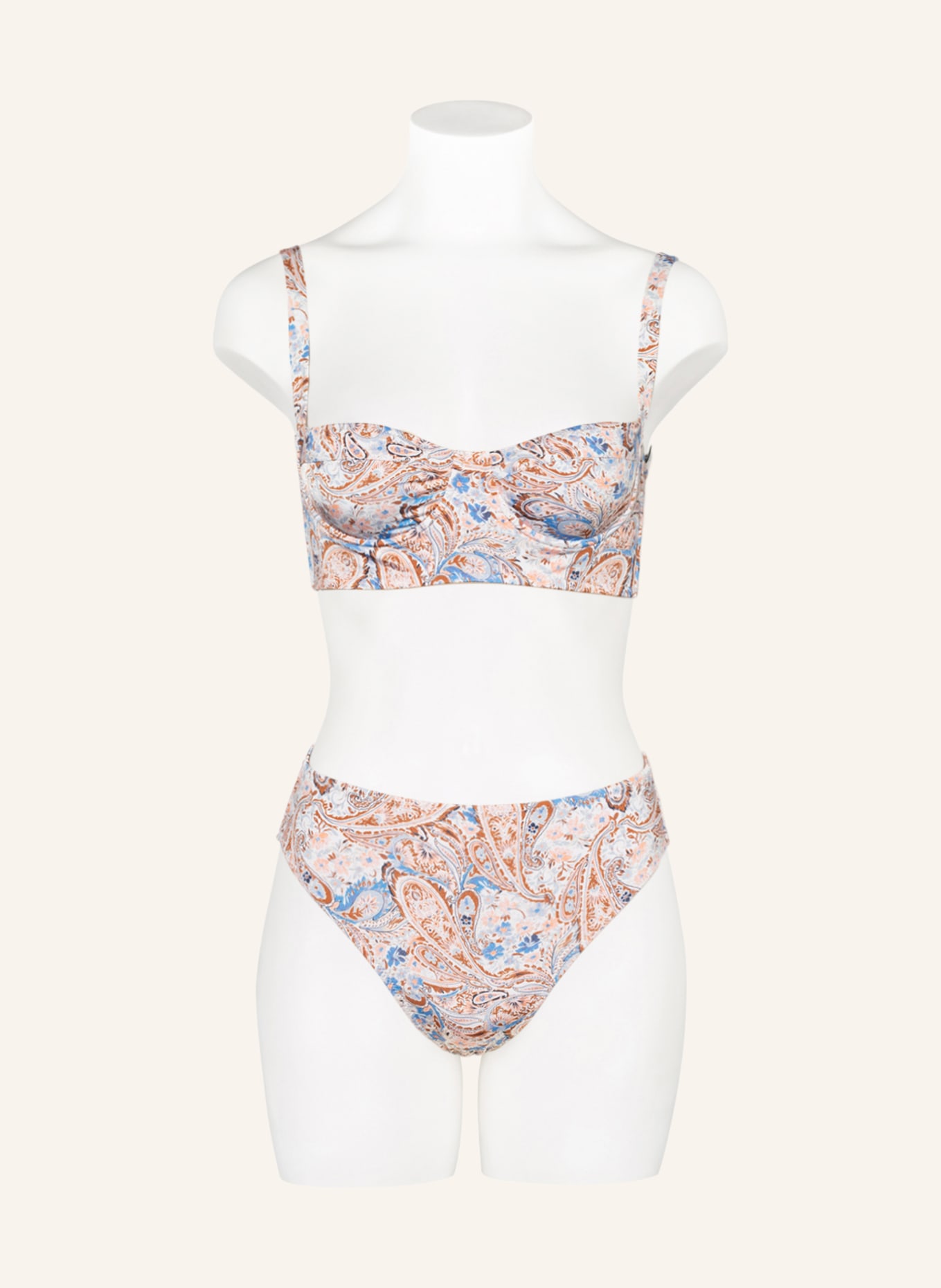 EVARAE Underwired bikini top LUELLA, Color: LIGHT BLUE/ BROWN/ SALMON (Image 2)