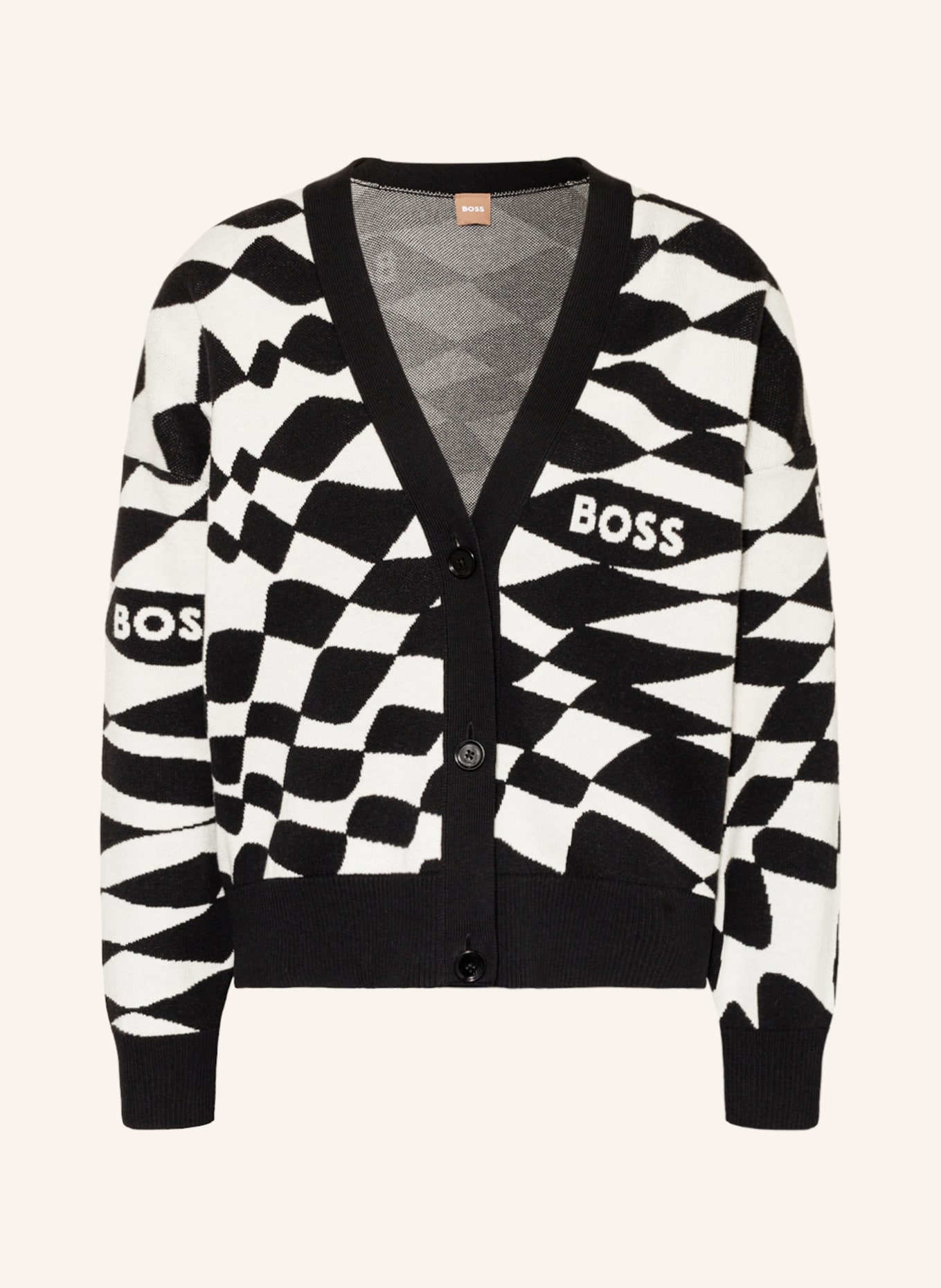 BOSS Cardigan FALENTISSA, Color: BLACK/ WHITE (Image 1)