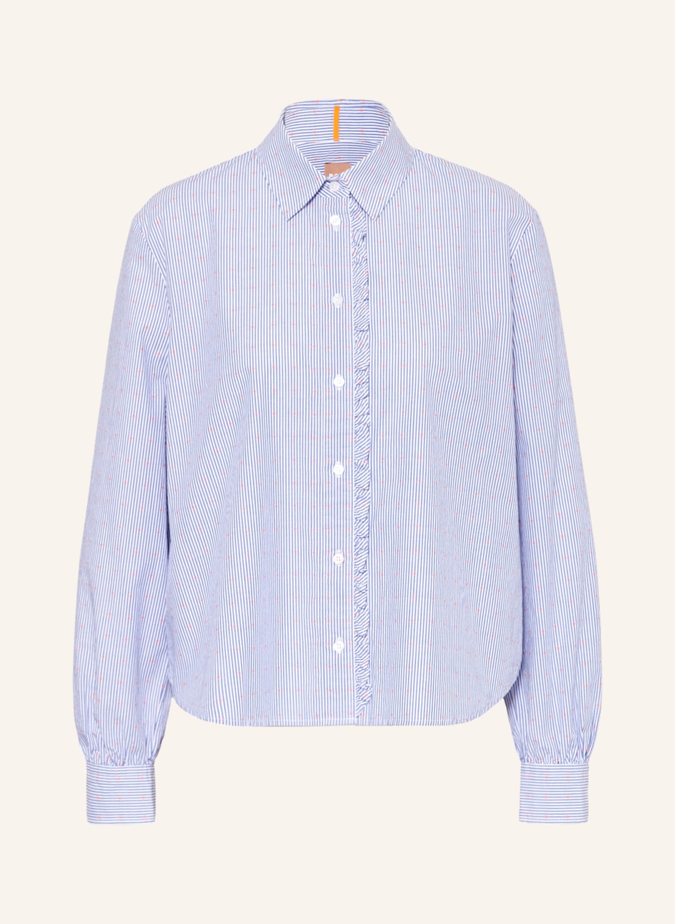 BOSS Shirt blouse BABOS with ruffles, Color: LIGHT BLUE/ WHITE (Image 1)