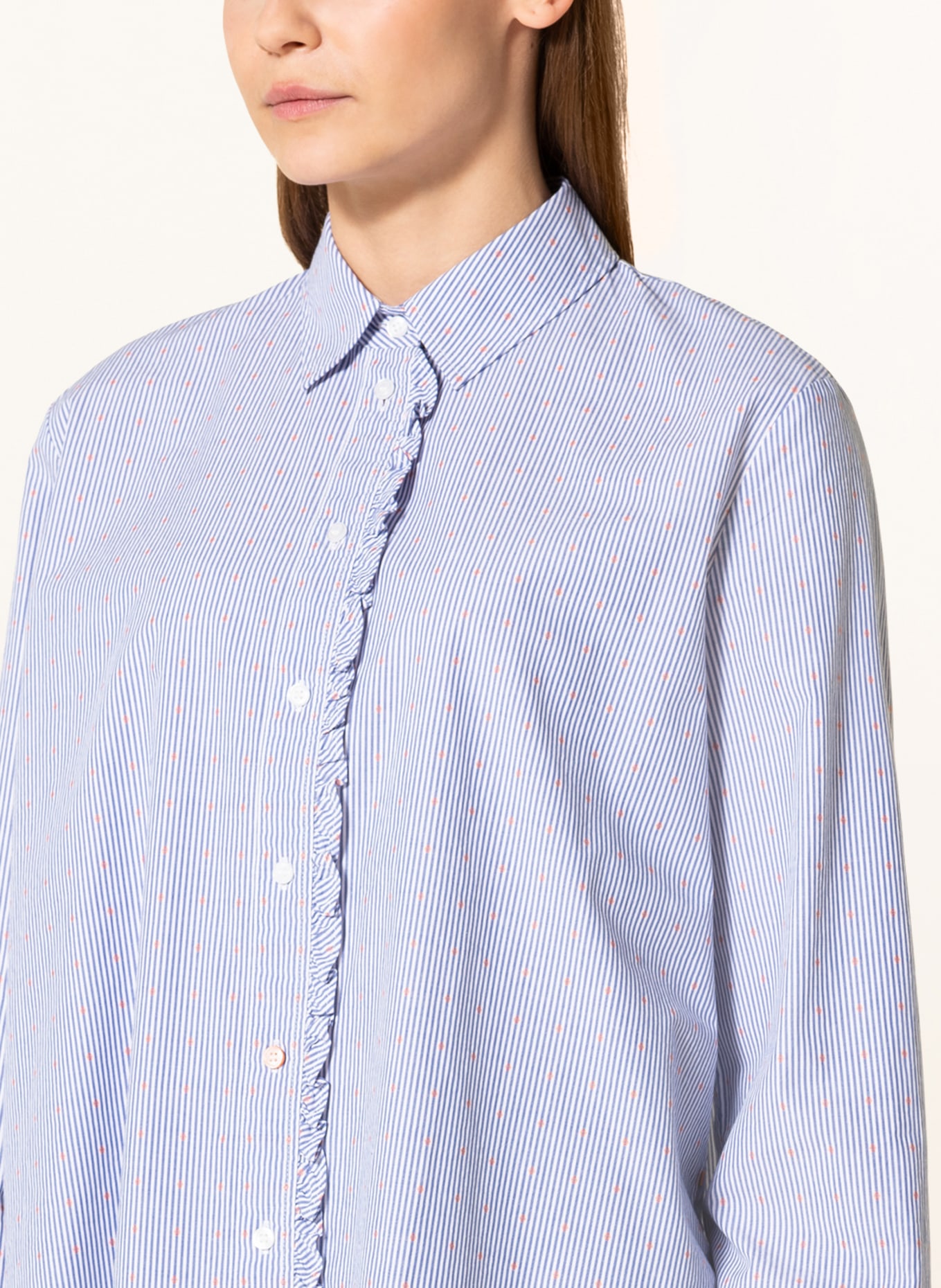 BOSS Shirt blouse BABOS with ruffles, Color: LIGHT BLUE/ WHITE (Image 4)