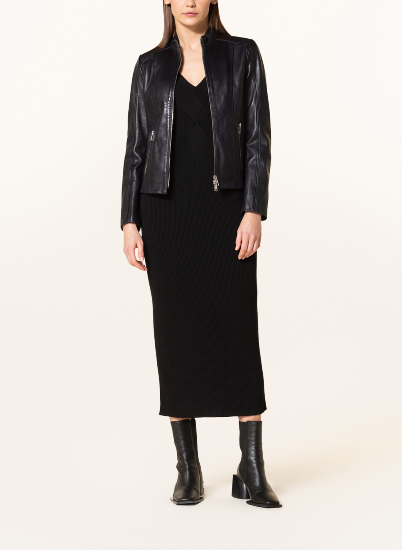 BOSS Leather jacket SABELLA, Color: BLACK (Image 2)